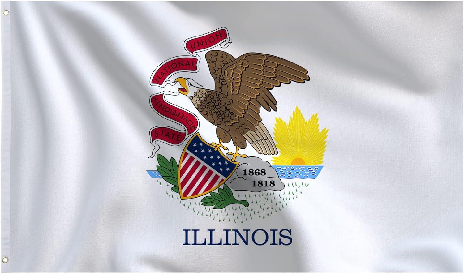 A.G.A.S 3x5ft Polyester Illinois State Outdoor Flag with Iron Grommets