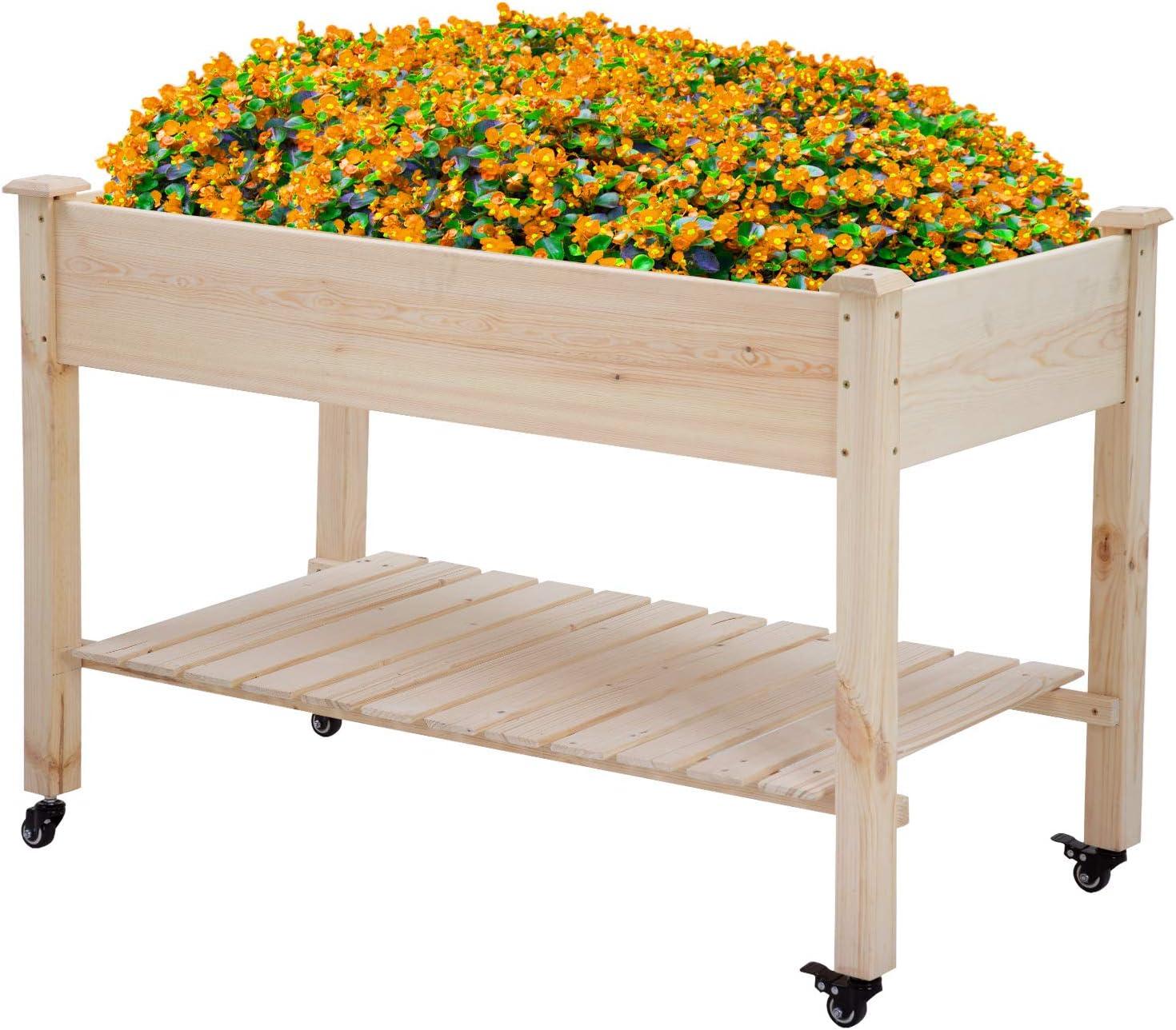 FDW Raised Garden Bed, Wood Planter Box Outdoor and Indoor Planter Box Garden Grow Box Patio Gardening Planter Box for Vegetable Flower,Nature