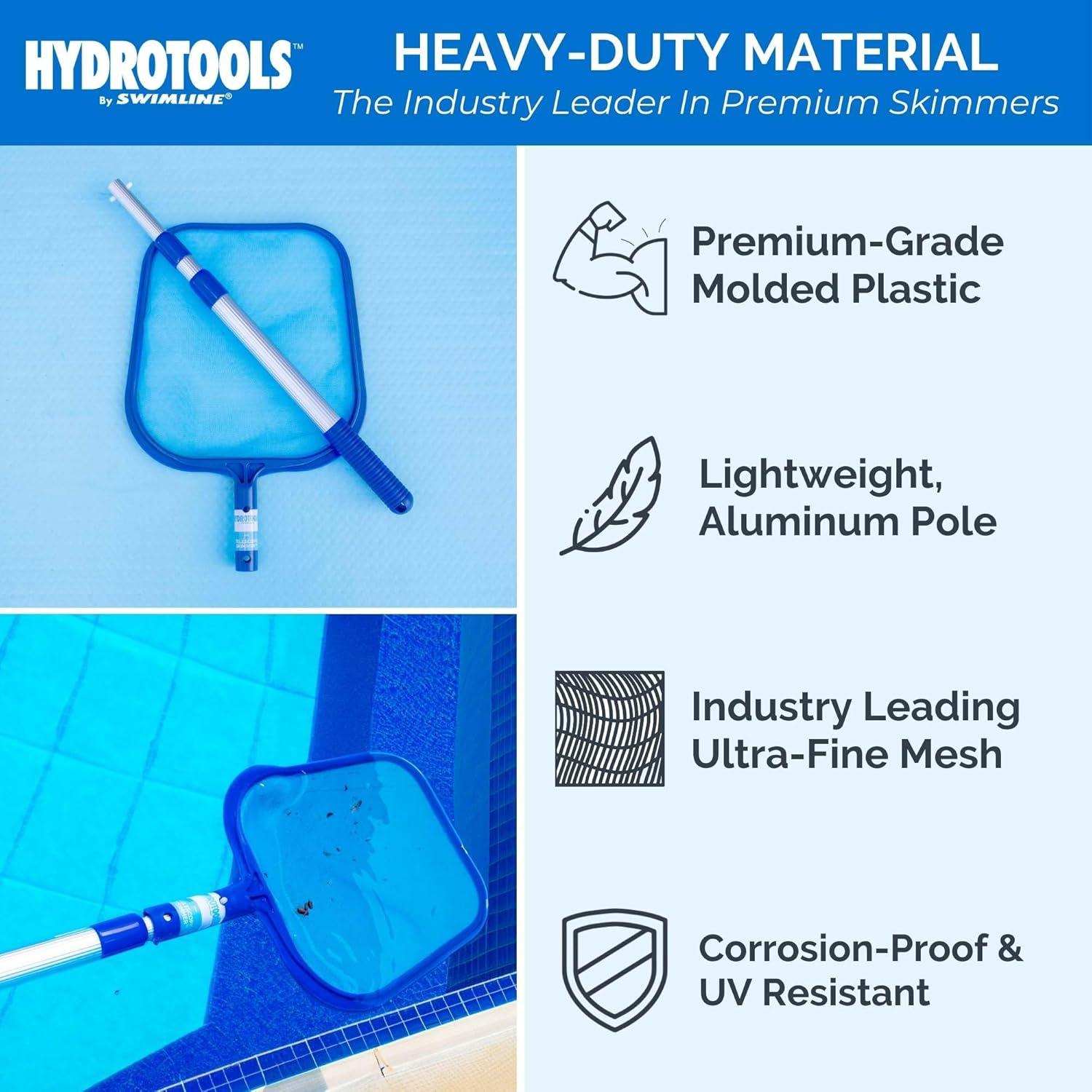 Swimline Lightweight Leaf Skimmer Swimming Pool and Spa Maintenance Net with 24" to 48" Adjustable Aluminum Telescoping Pole