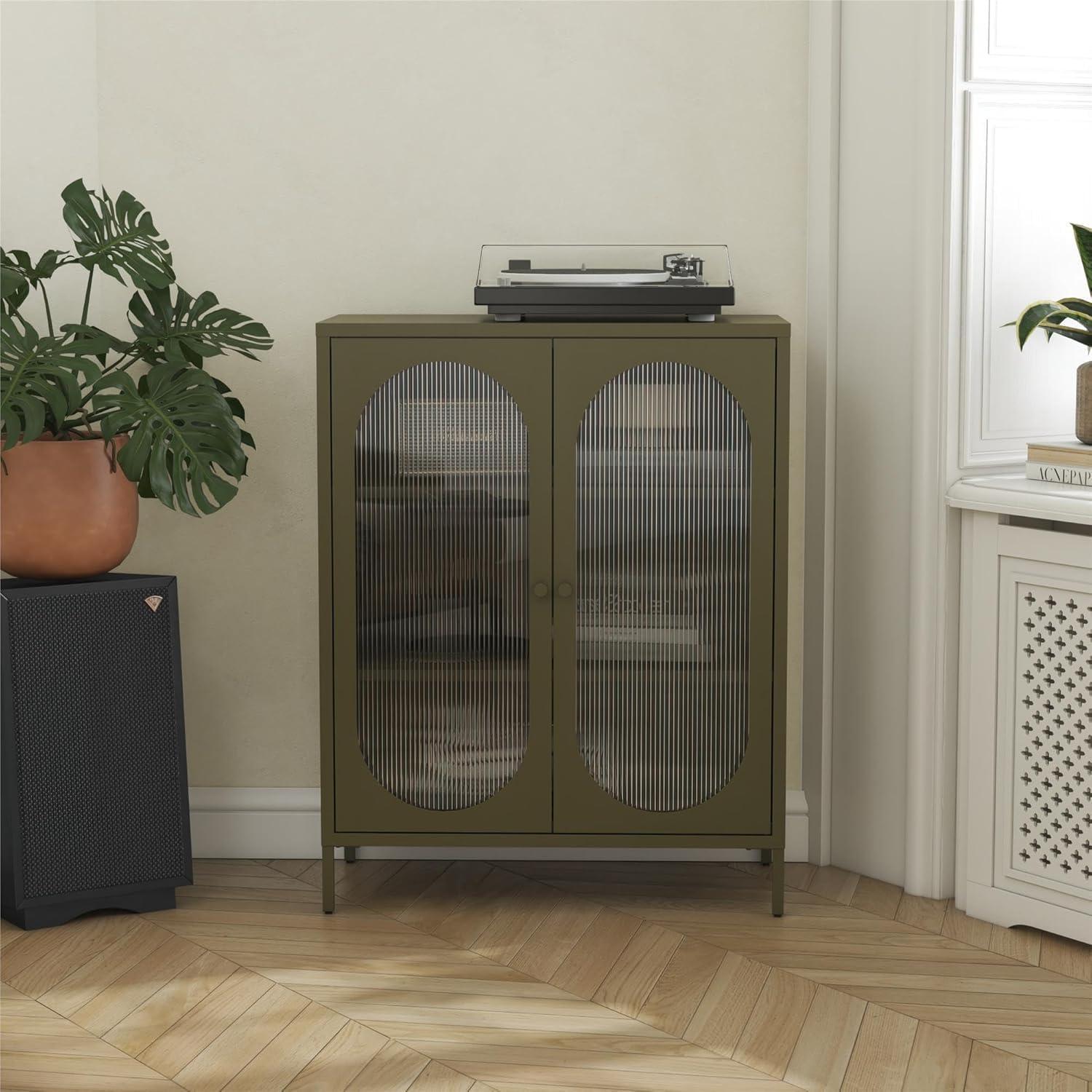 Luna 39.96'' Tall Accent Cabinet with Fluted Glass