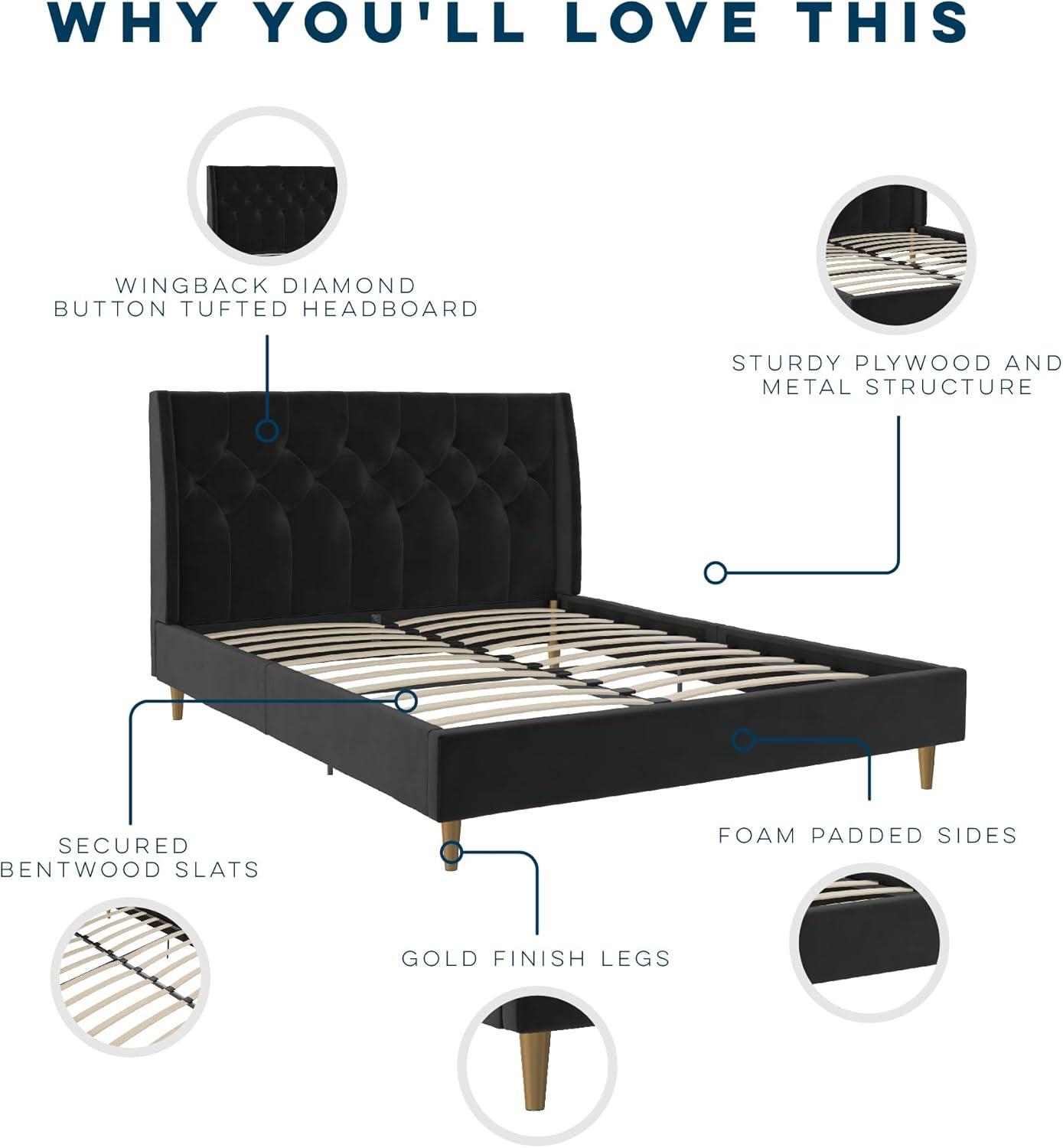 Her Majesty Upholstered Wingback Bed