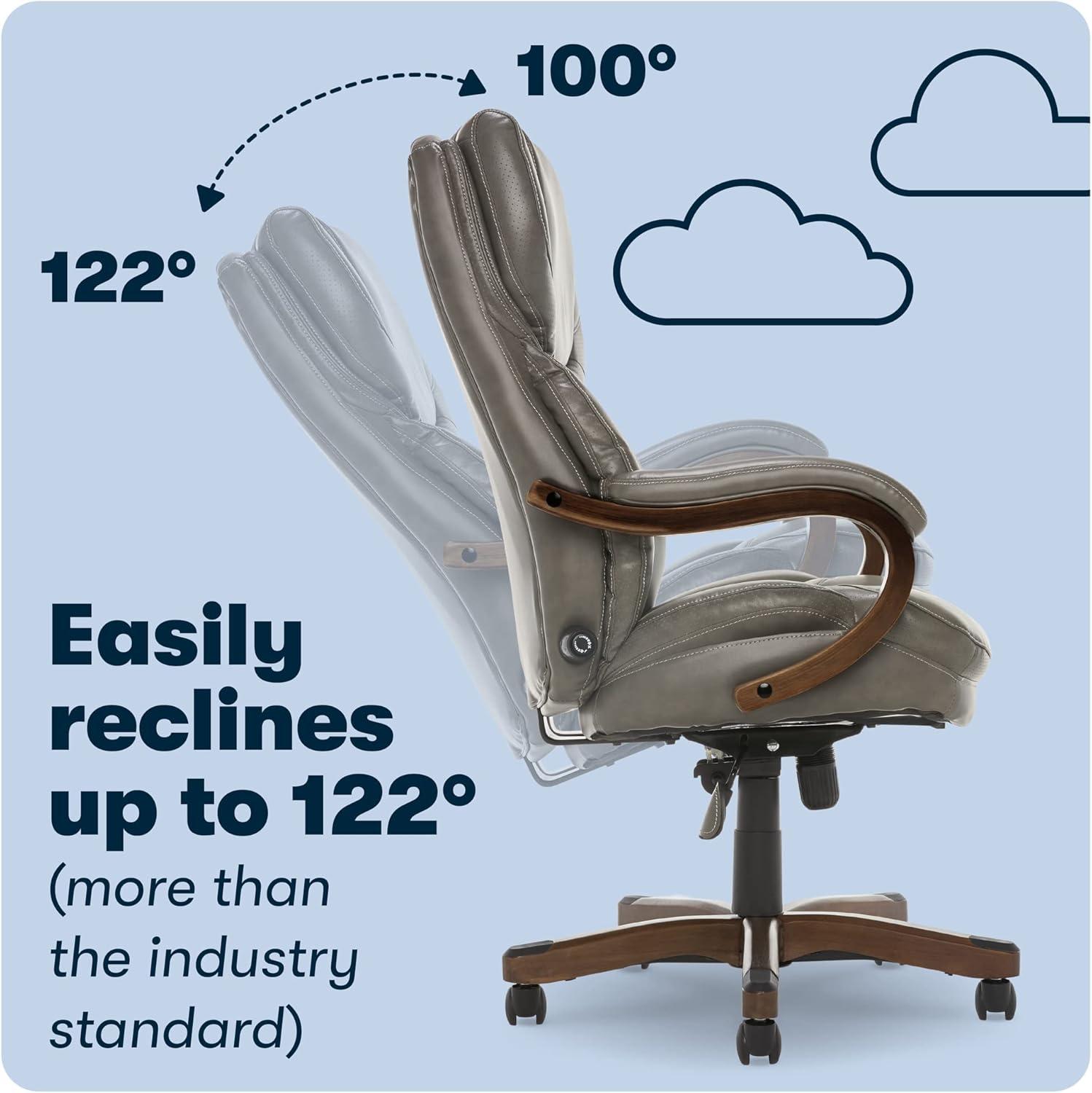 Big and Tall Executive Office Chair with Upgraded Wood Accents - Serta