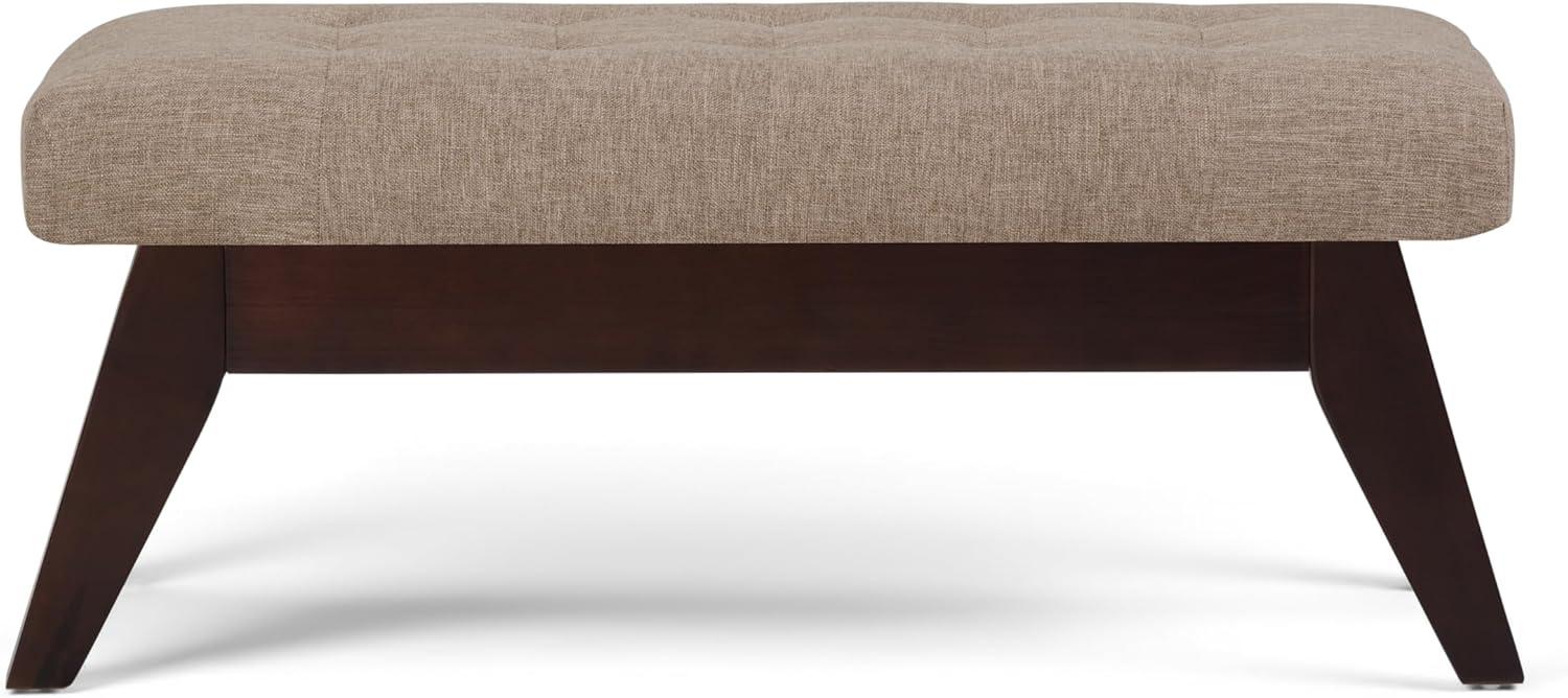 Simpli Home Draper Solid Wood Mid Century Tufted Ottoman Bench In Fawn Brown