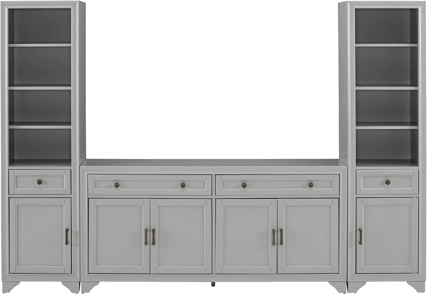 Distressed Gray Farmhouse 3-Piece Entertainment Set with Cabinet Storage