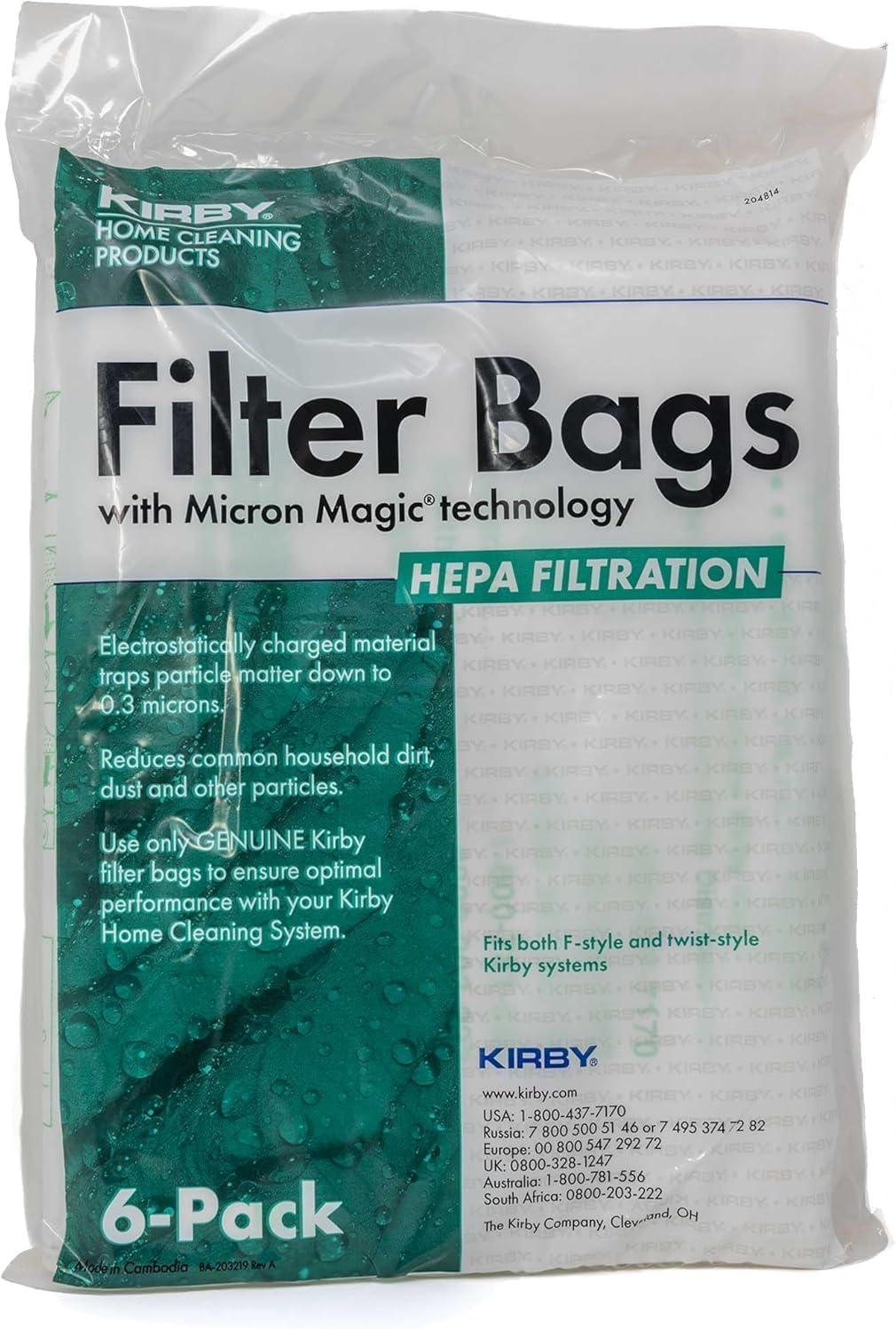 6 Genuine Kirby HEPA Filtration Universal Vacuum Bags Part Number 204814G