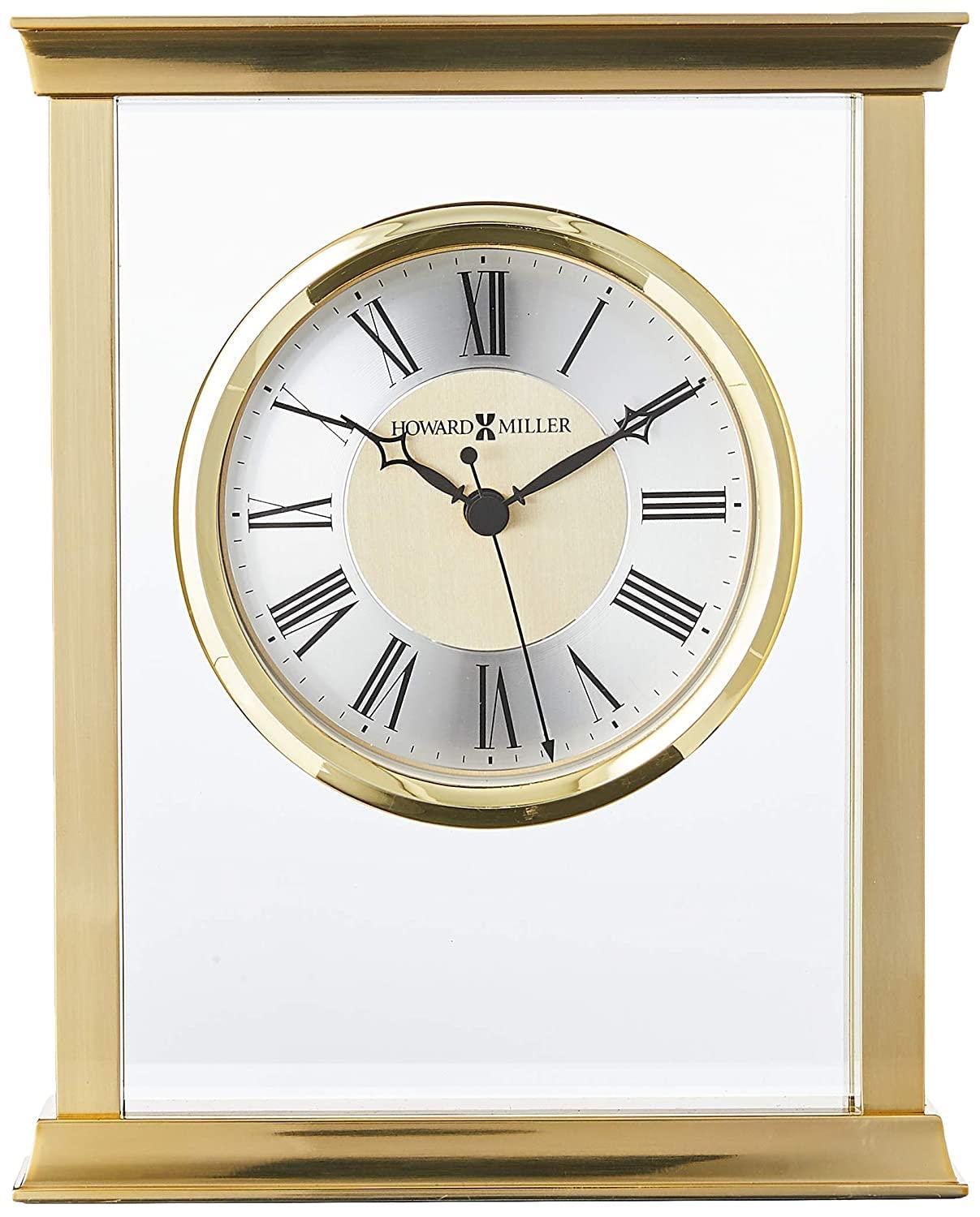 Howard Miller® Monticello Modern & Contemporary Roman Numeral Crystal Quartz Movement / Crystal Tabletop Clock in Polished Brass