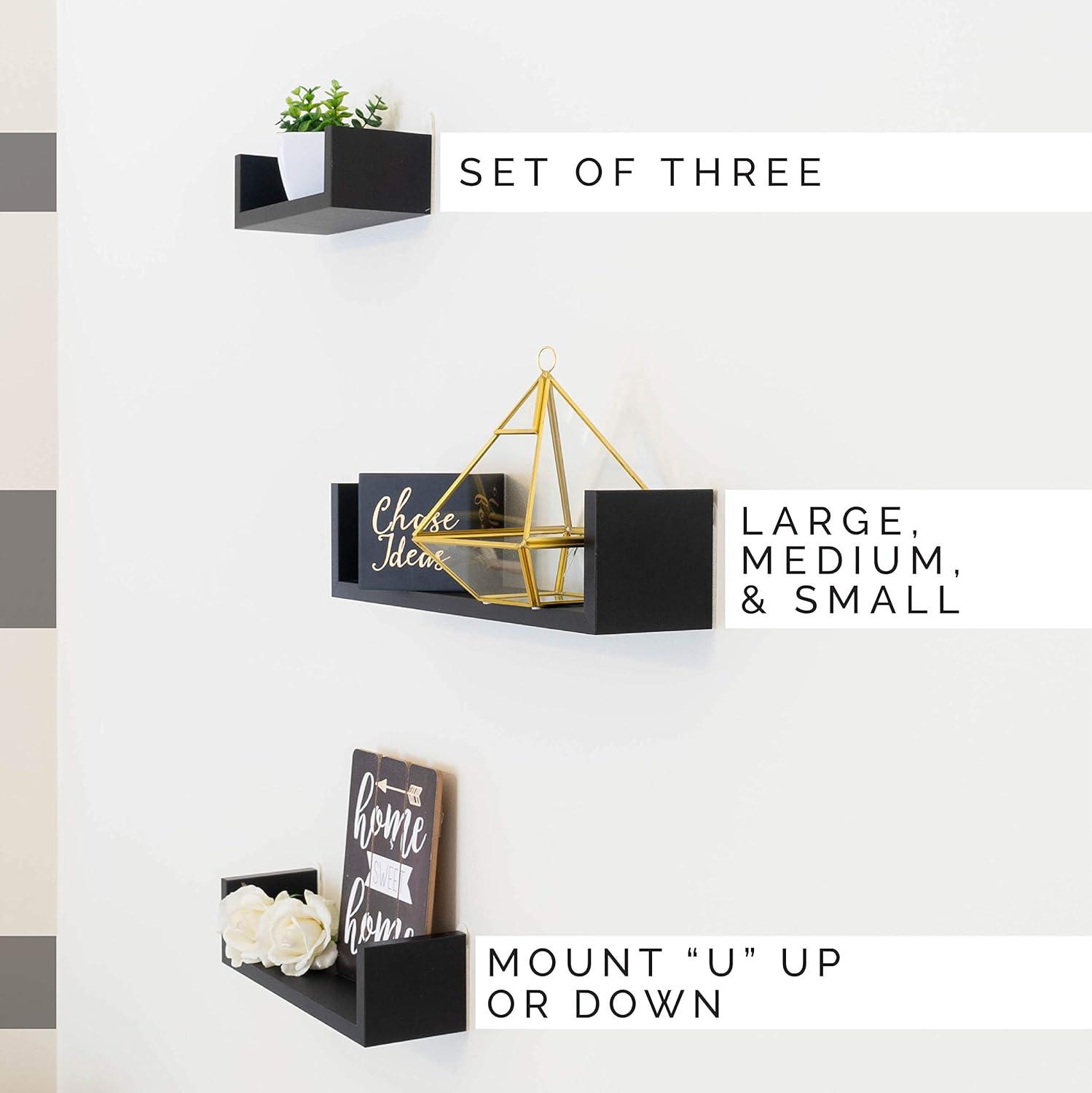 3pc Wall Shelving Set Black - Danya B.: Contemporary Floating Display & Storage