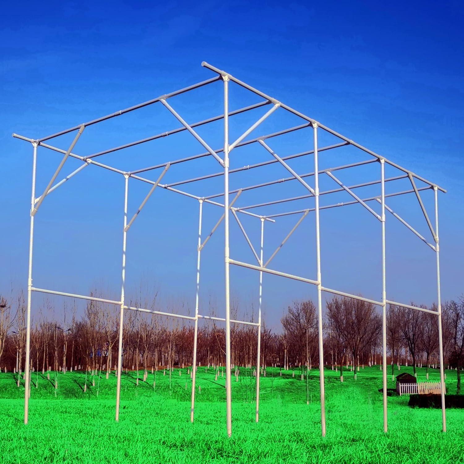 OUTOUR Large Grape Vine Support Arch Arbor Gazebo Trellis Rack Pergola 118'' L x 79'' W x 90.5'' H Plastic-Coated Metal Large Cane Frame for Vineyard Outdoor Patio Lawn Yard Garden Decoration White