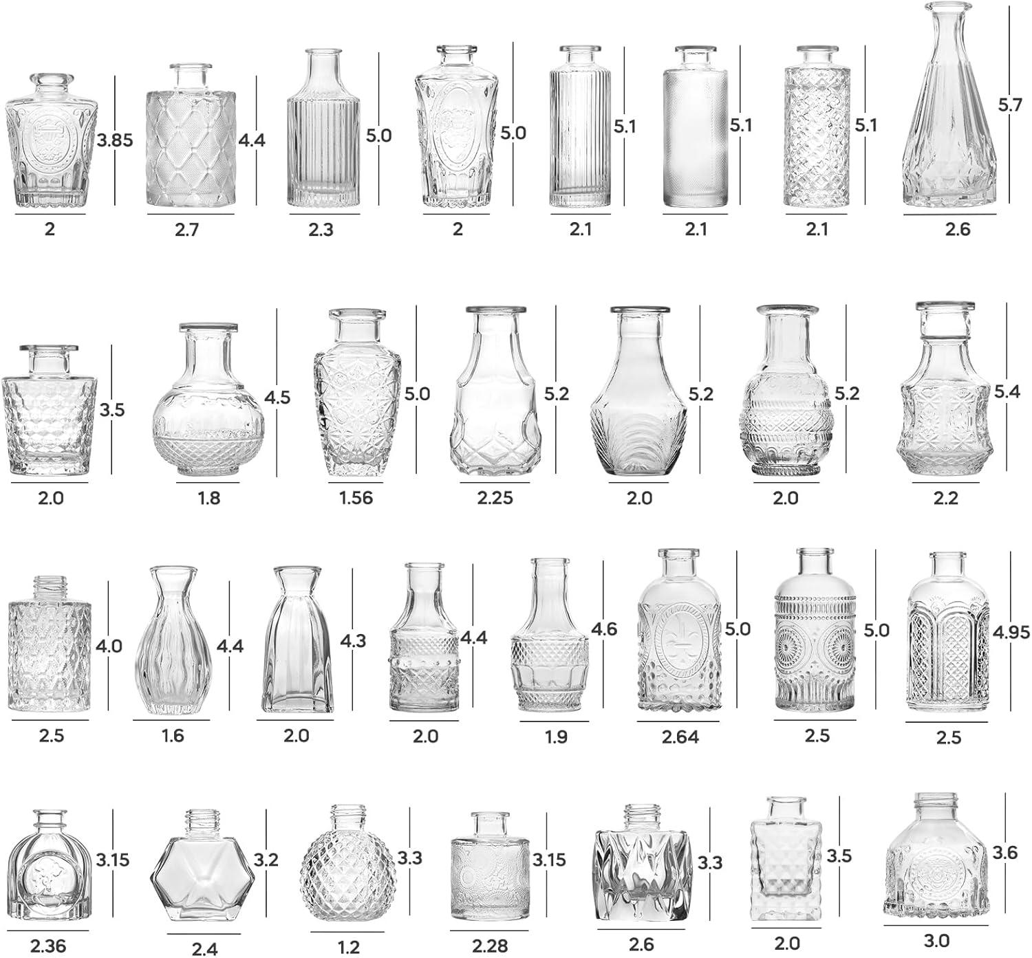 Bud Vases Set of 12, Small Glass Vases for Centerpieces, Small Flower Vases for Centerpieces, Vintage Mini Vase, Clear Bud Vase for Wedding Table Decor