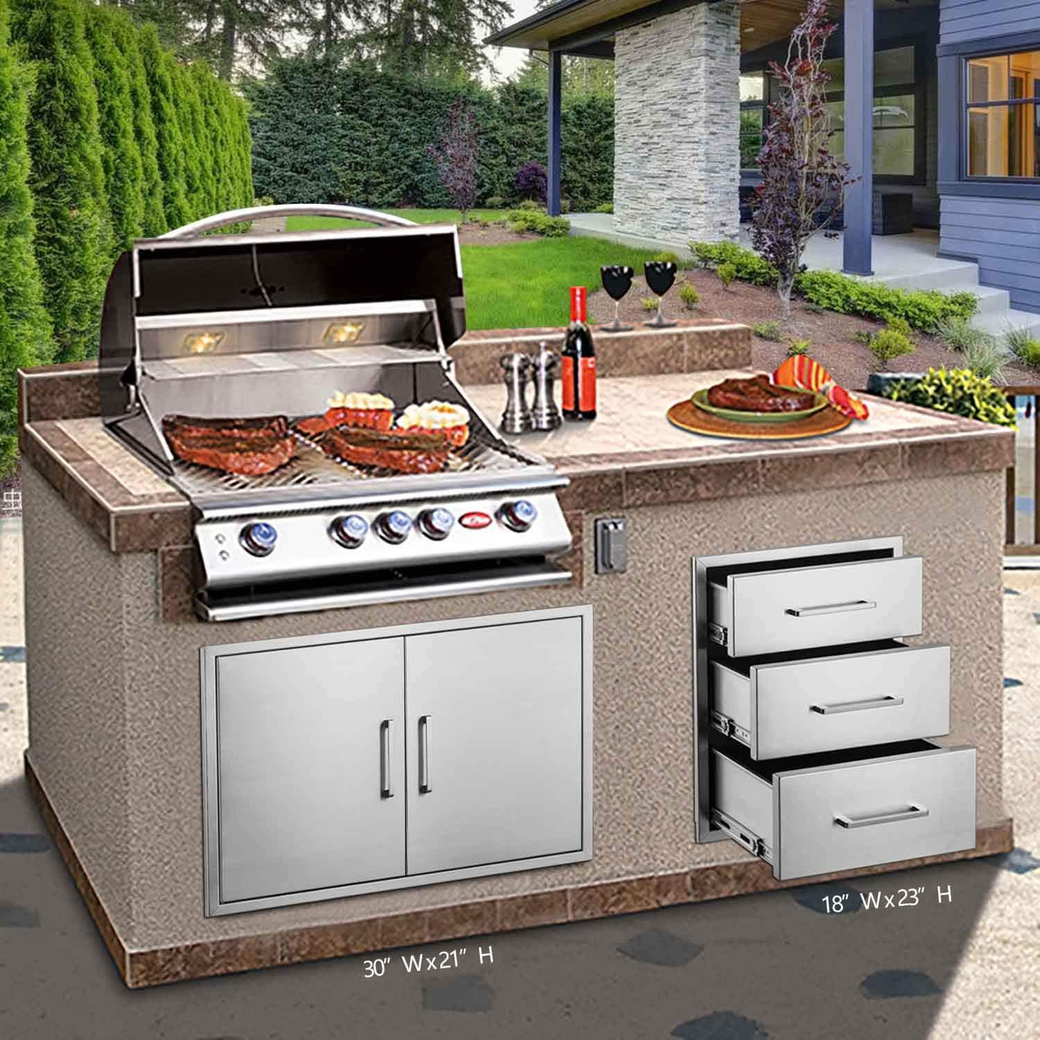 Stainless Steel 3-Drawer Outdoor Kitchen Storage Unit