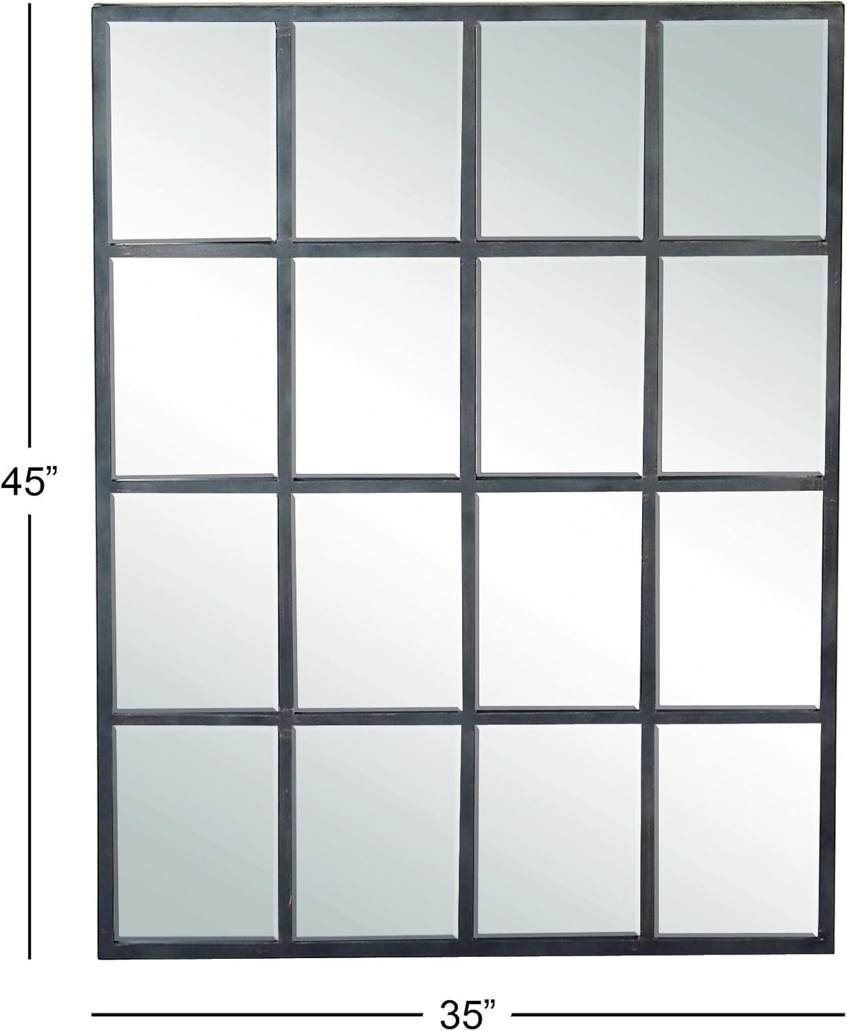 Glass Window Pane Inspired Wall Mirror Black - Olivia & May: Industrial Style, 45x35.38", Iron Frame