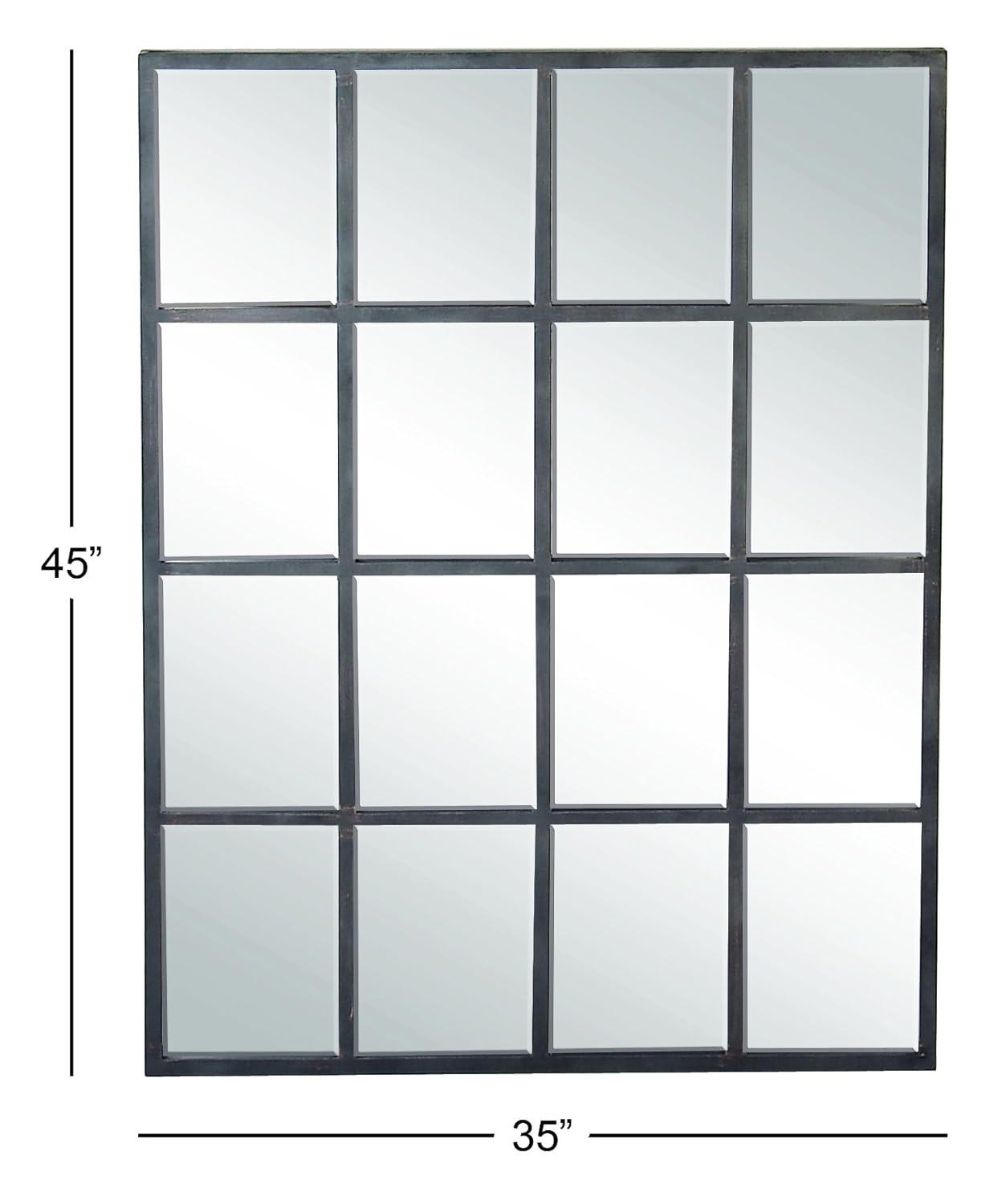 Glass Window Pane Inspired Wall Mirror Black - Olivia & May: Industrial Style, 45x35.38", Iron Frame