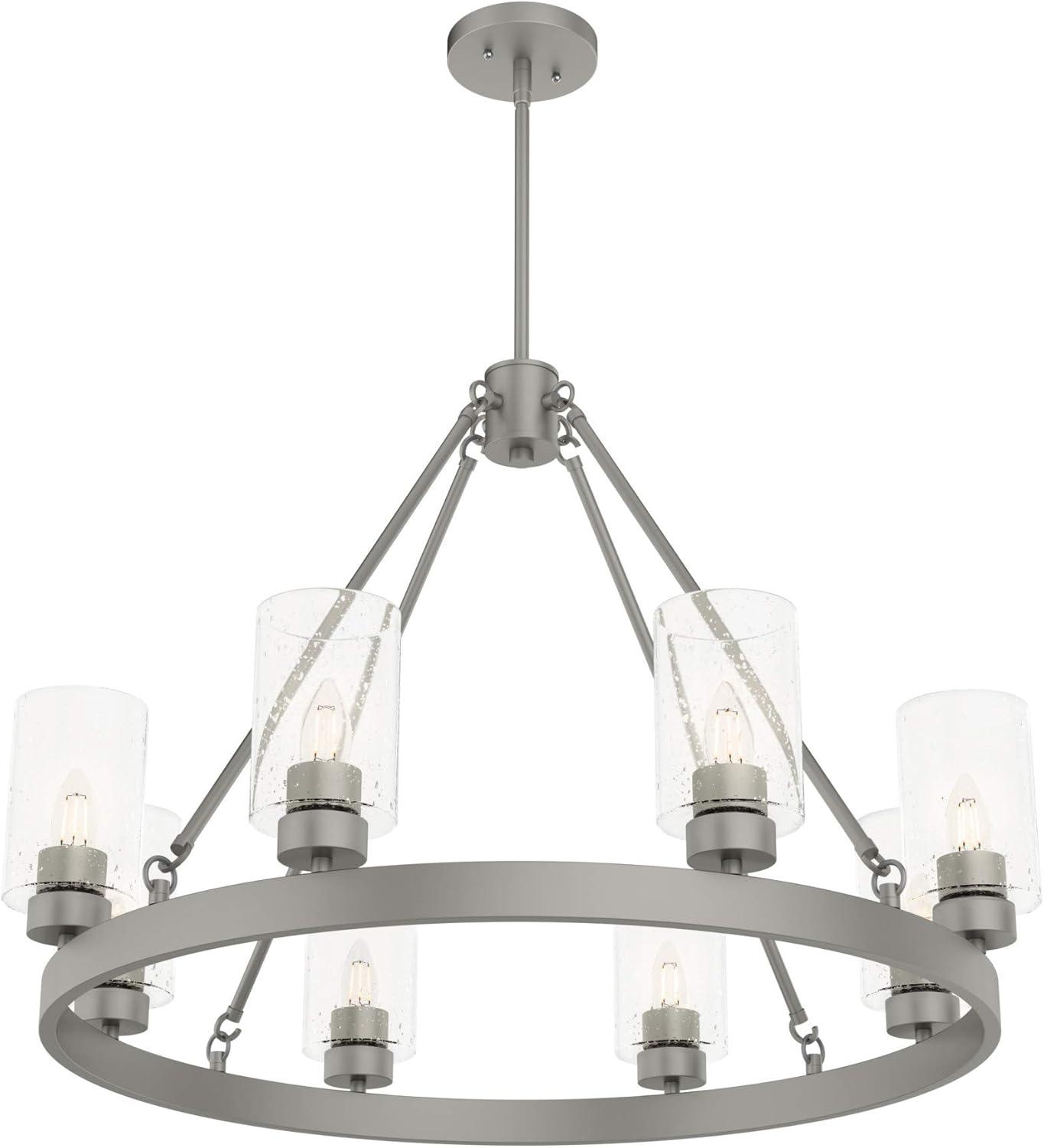 Hartland 8 - Light Candle Style Wagon Wheel Chandelier