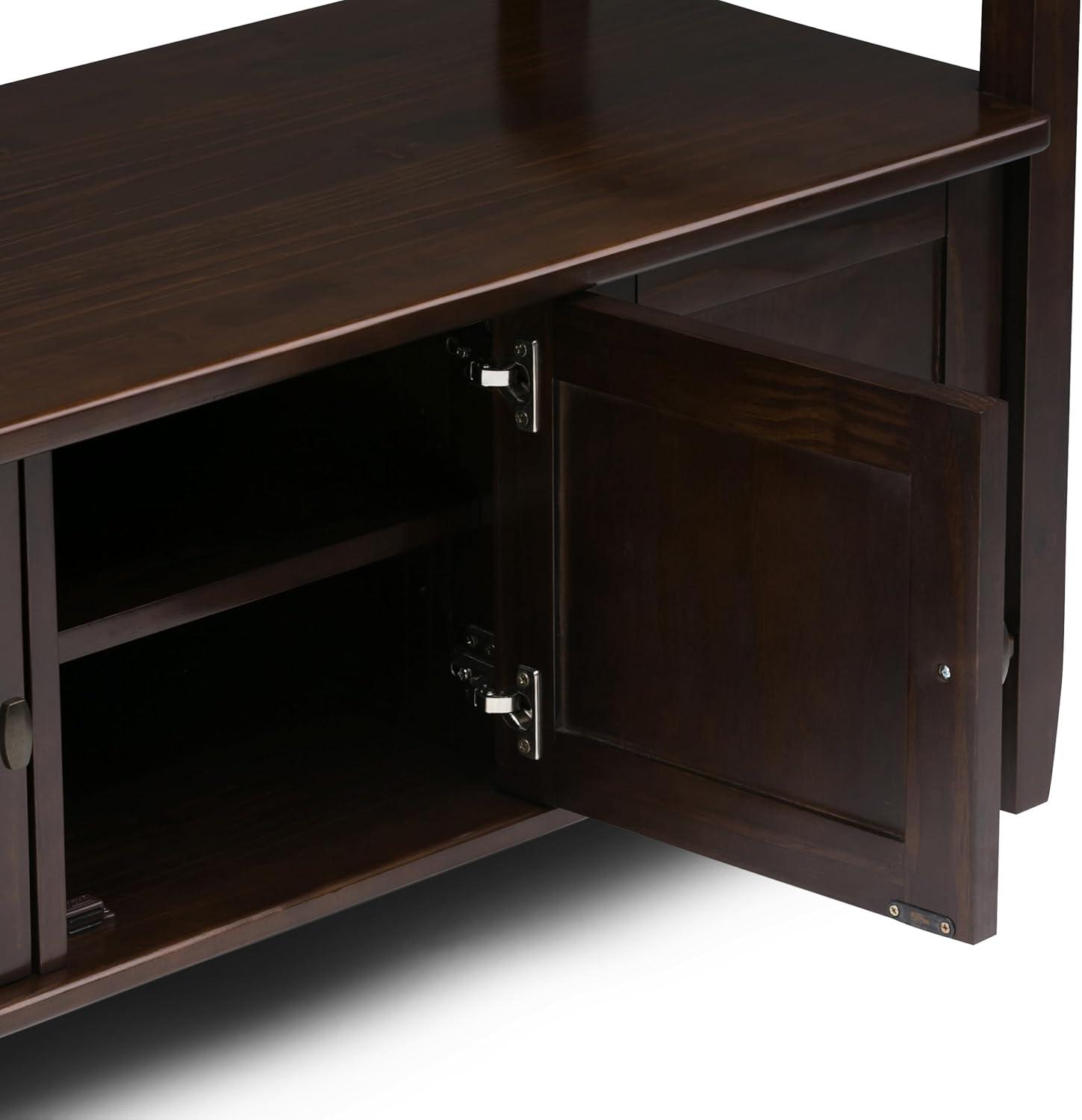 Rustic Natural Aged Brown Solid Wood Entryway Storage Bench