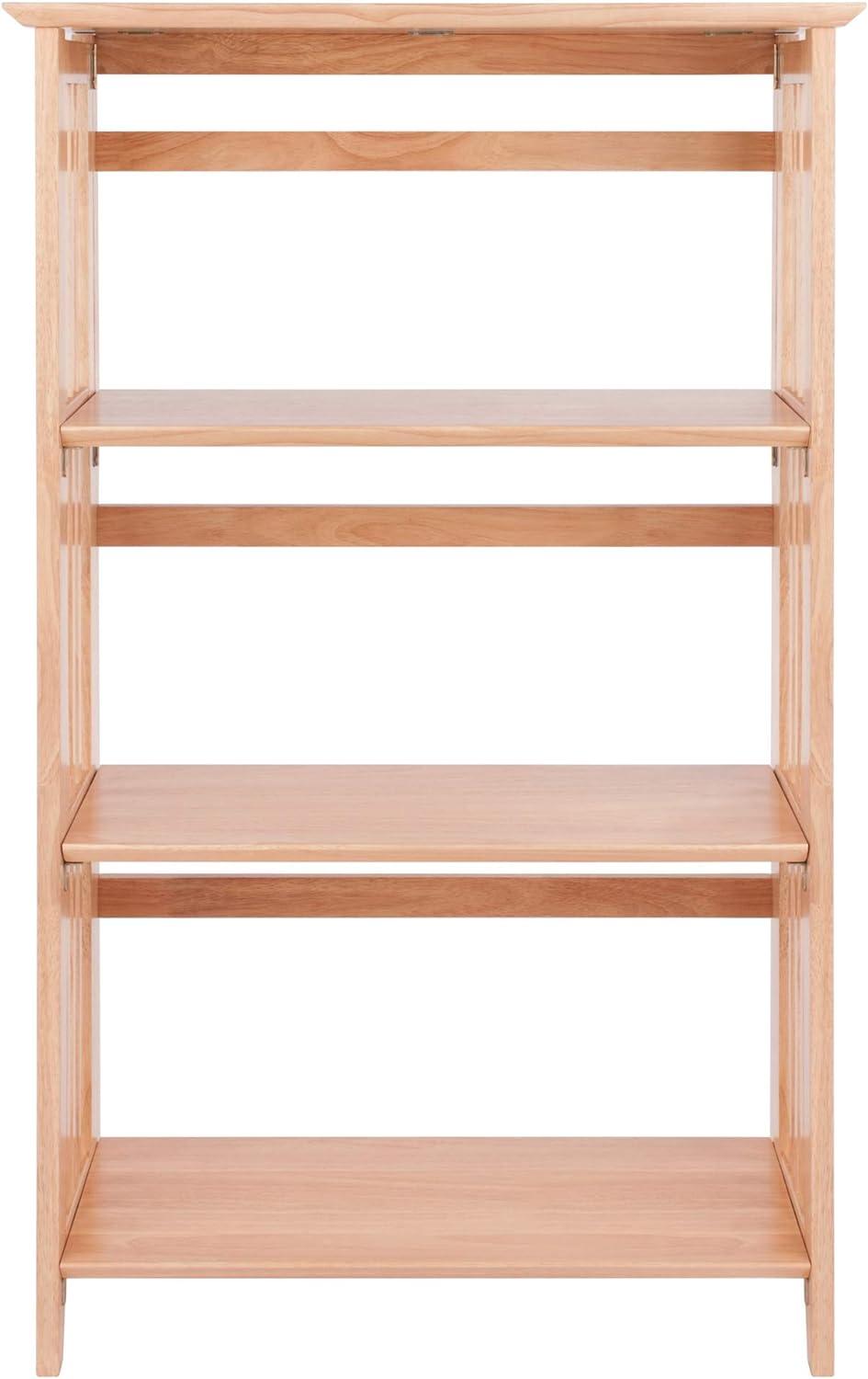 42" 4 Tier Foldable Bookshelf Natural - Winsome: Beech Wood, Slatted-Side, Home Office Storage