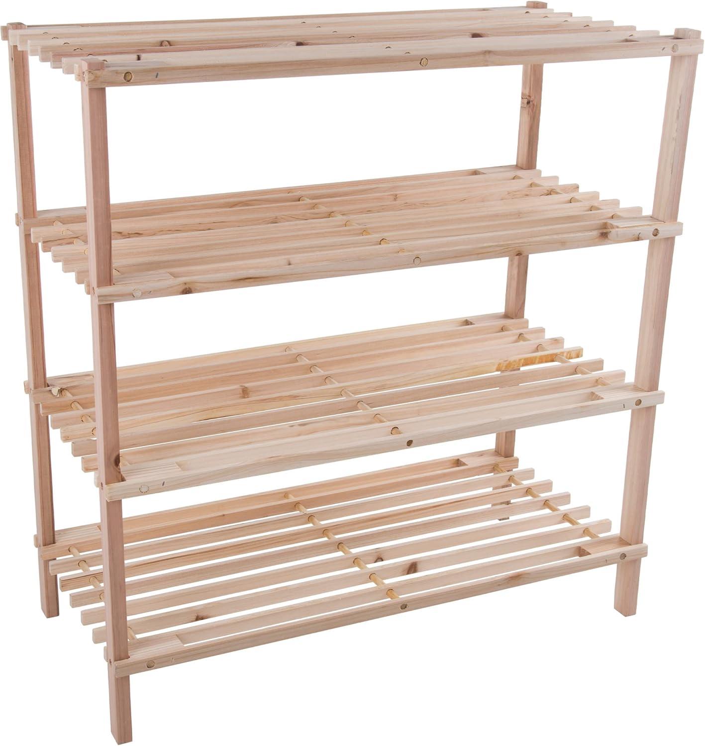 Rustic Light Oak Woodgrain 4-Tier Freestanding Shoe Rack