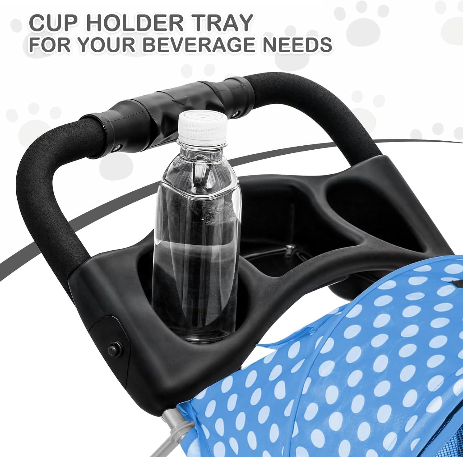 Magshion Foldable Pet Dog and Cat Stroller with Adjustable Canopy Storage Basket and Cup Holder for Small and Medium Pets
