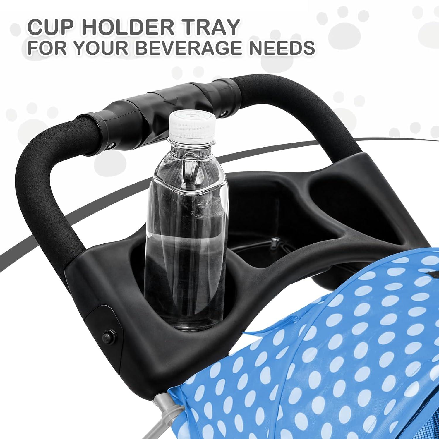 Magshion Foldable Pet Dog and Cat Stroller with Adjustable Canopy Storage Basket and Cup Holder for Small and Medium Pets