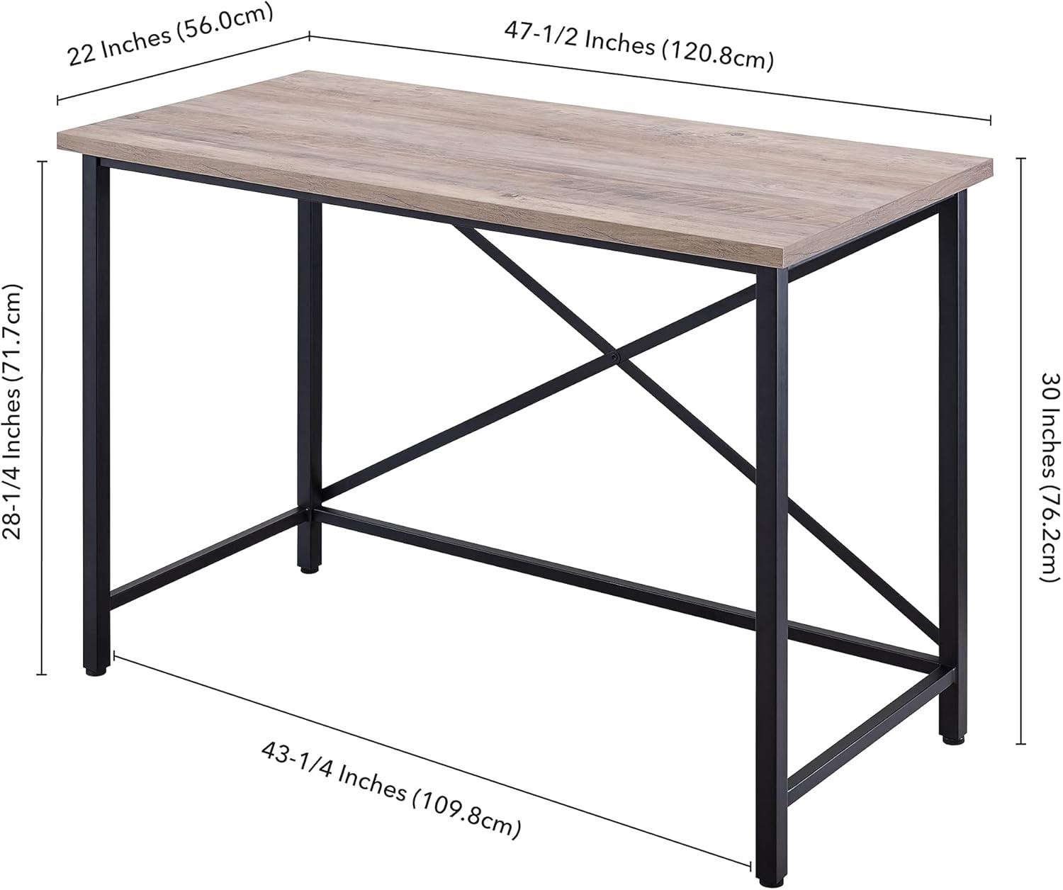 Martina 47" Black and Gray Oak Wood Desk