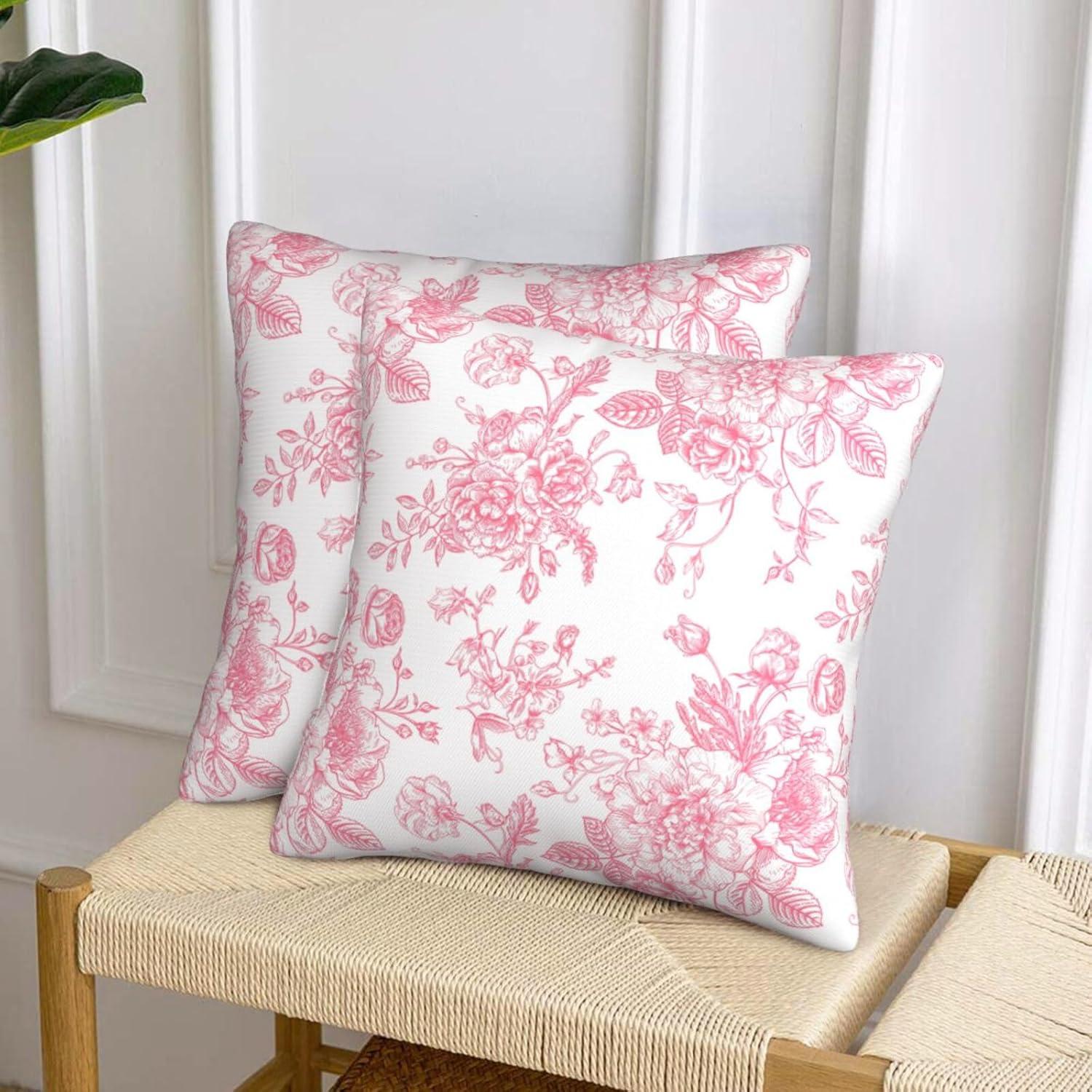 NEUTRALPOSTURE Floral Throw Pillow Covers 18X18 Inches Set Of 2, Decorative Vintage Chinoiserie Flower Pillow Case Farmhouse Cushion Covers For Sofa Bed Couch Living Room