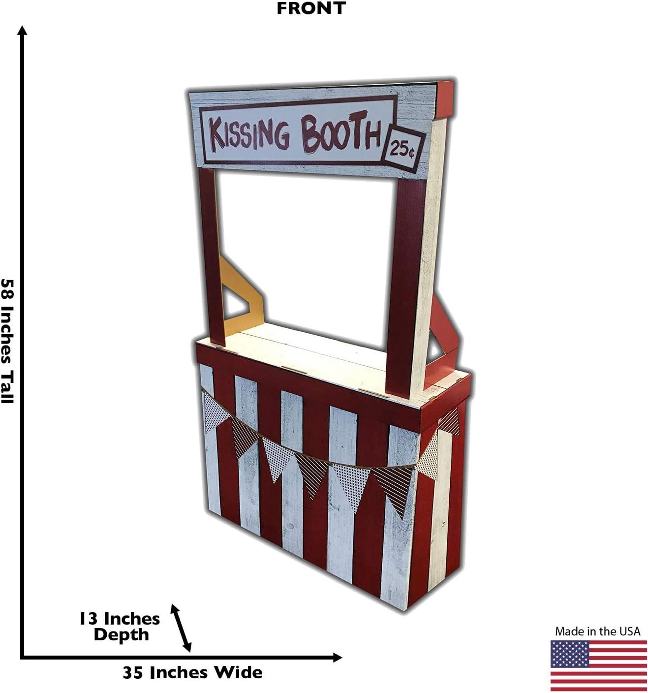 Life-Size Red and Brown Cardboard Kissing Booth Stand