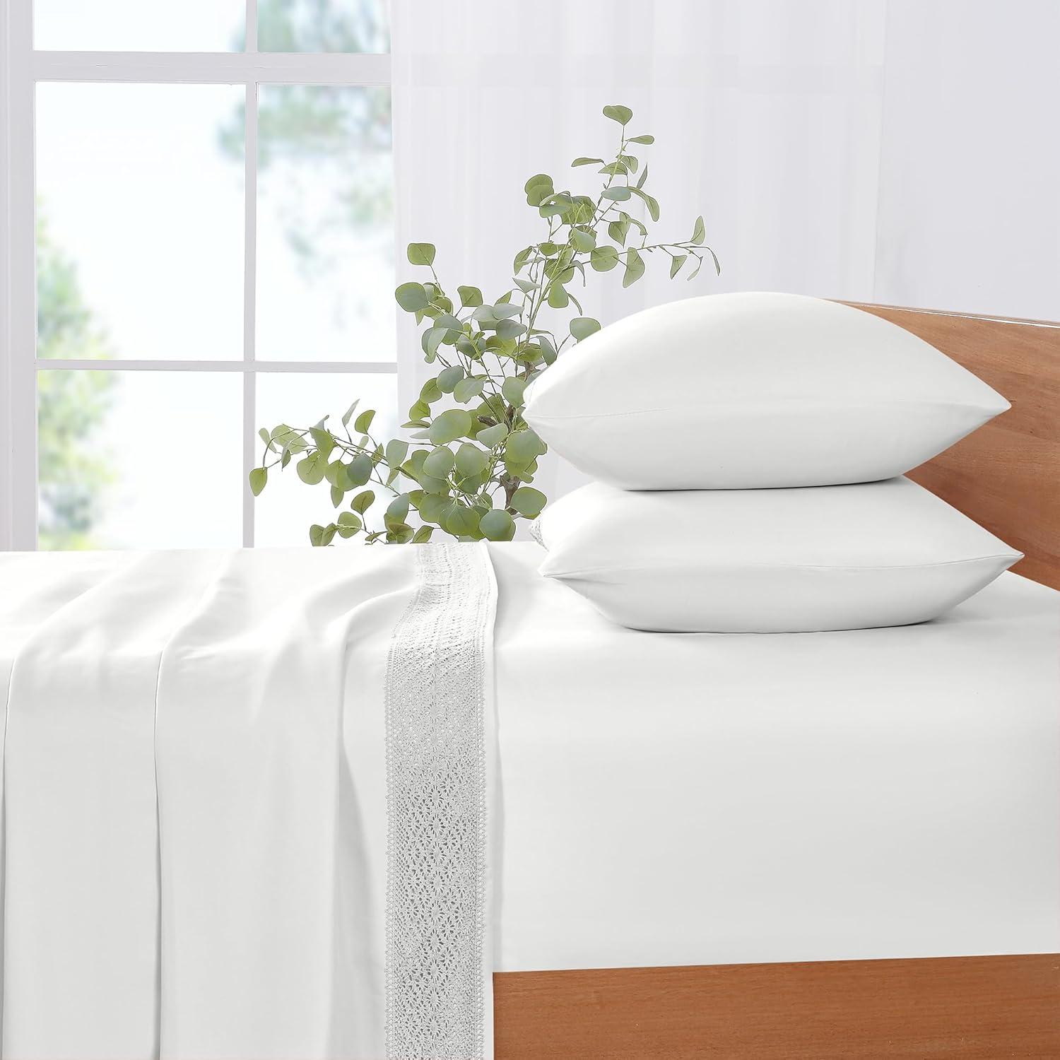 Modern Threads Modern Threads Yate Soft Microfiber Crochet Lace Sheets - Luxurious Microfiber Bed Sheets - Includes Flat Sheet, Fitted Sheet with Deep Pockets, & Pillowcases