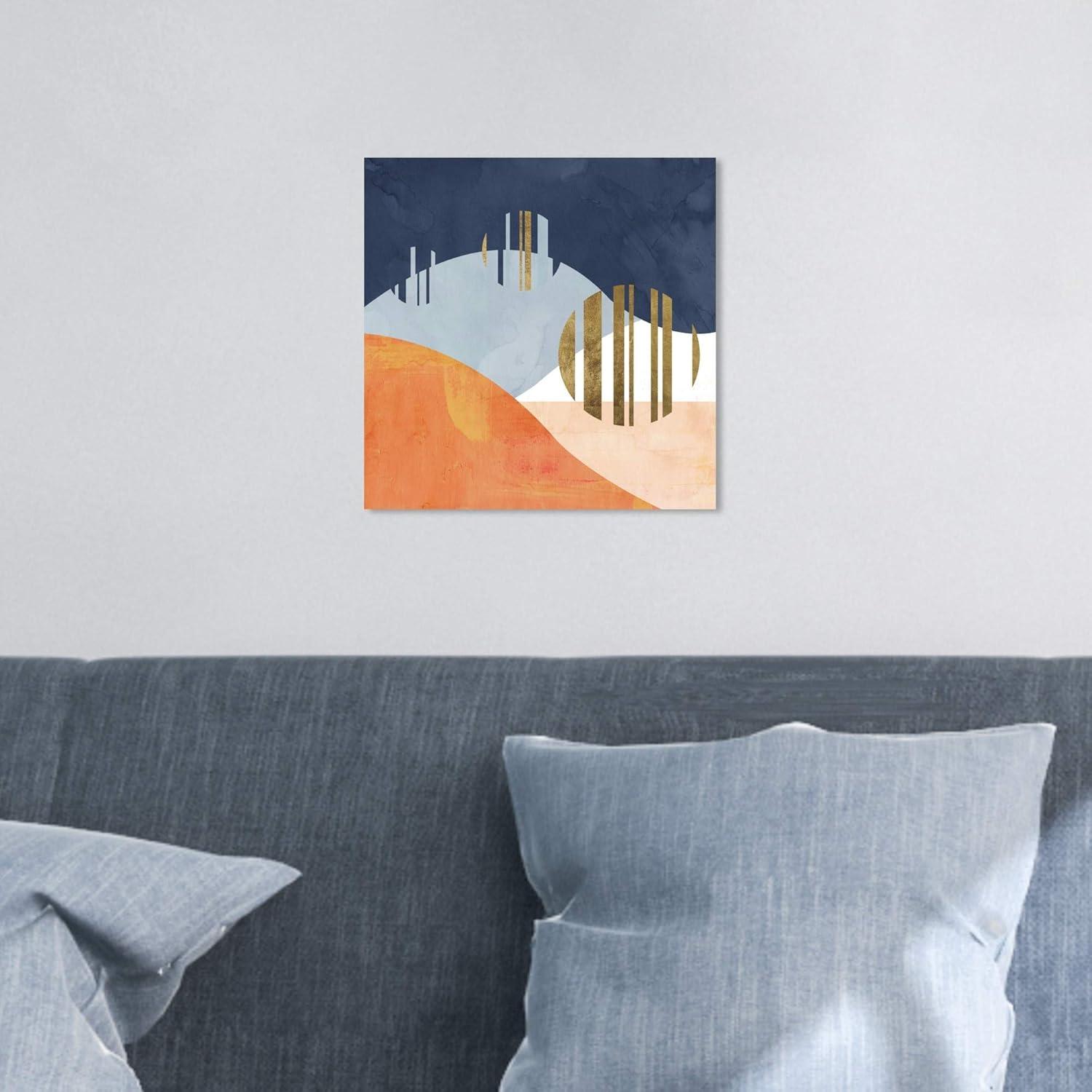 The Desert Night Abstract Blue and Orange Canvas Print