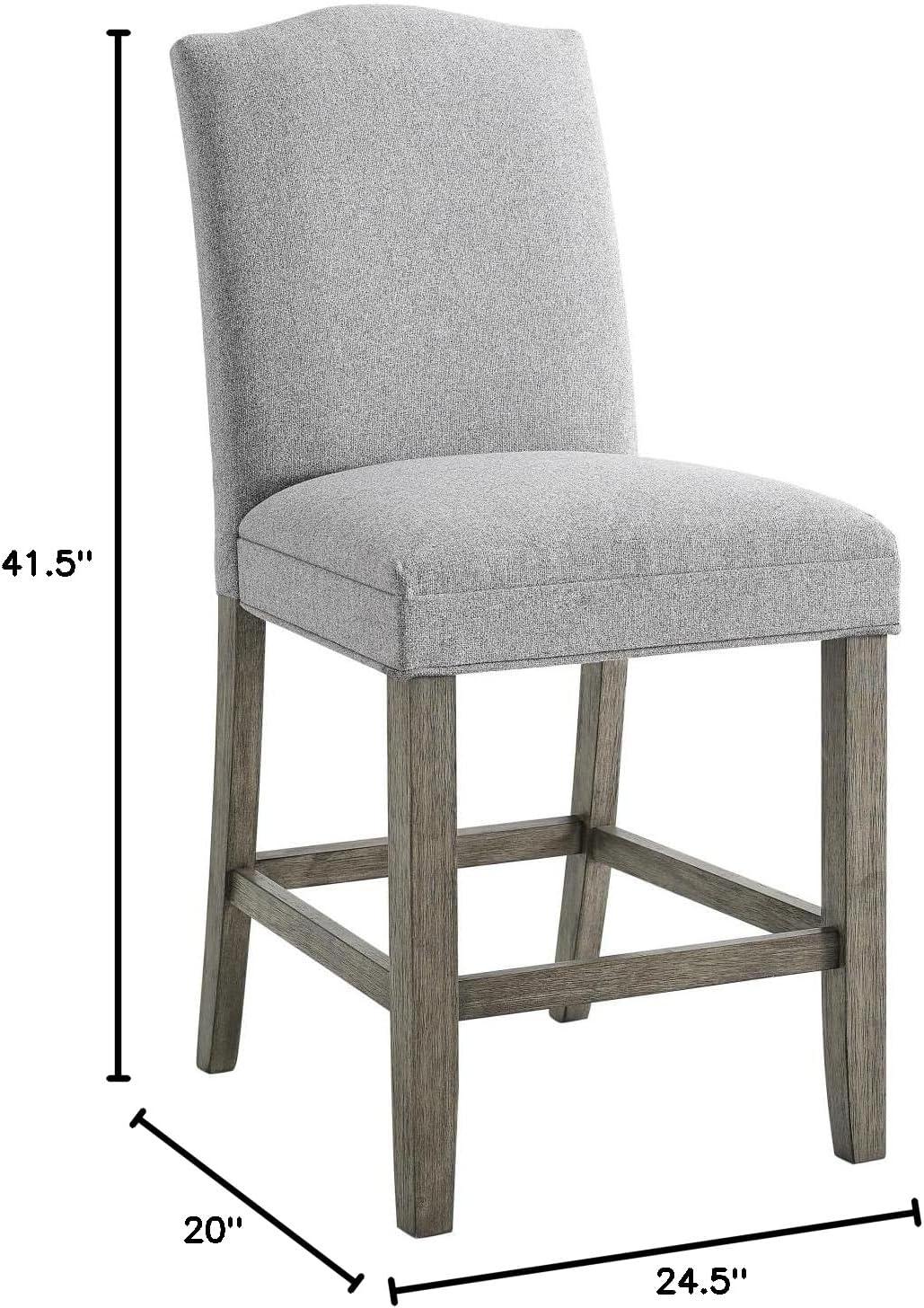 Steve Silver Grayson Driftwood and Gray Fabric Counter Chair