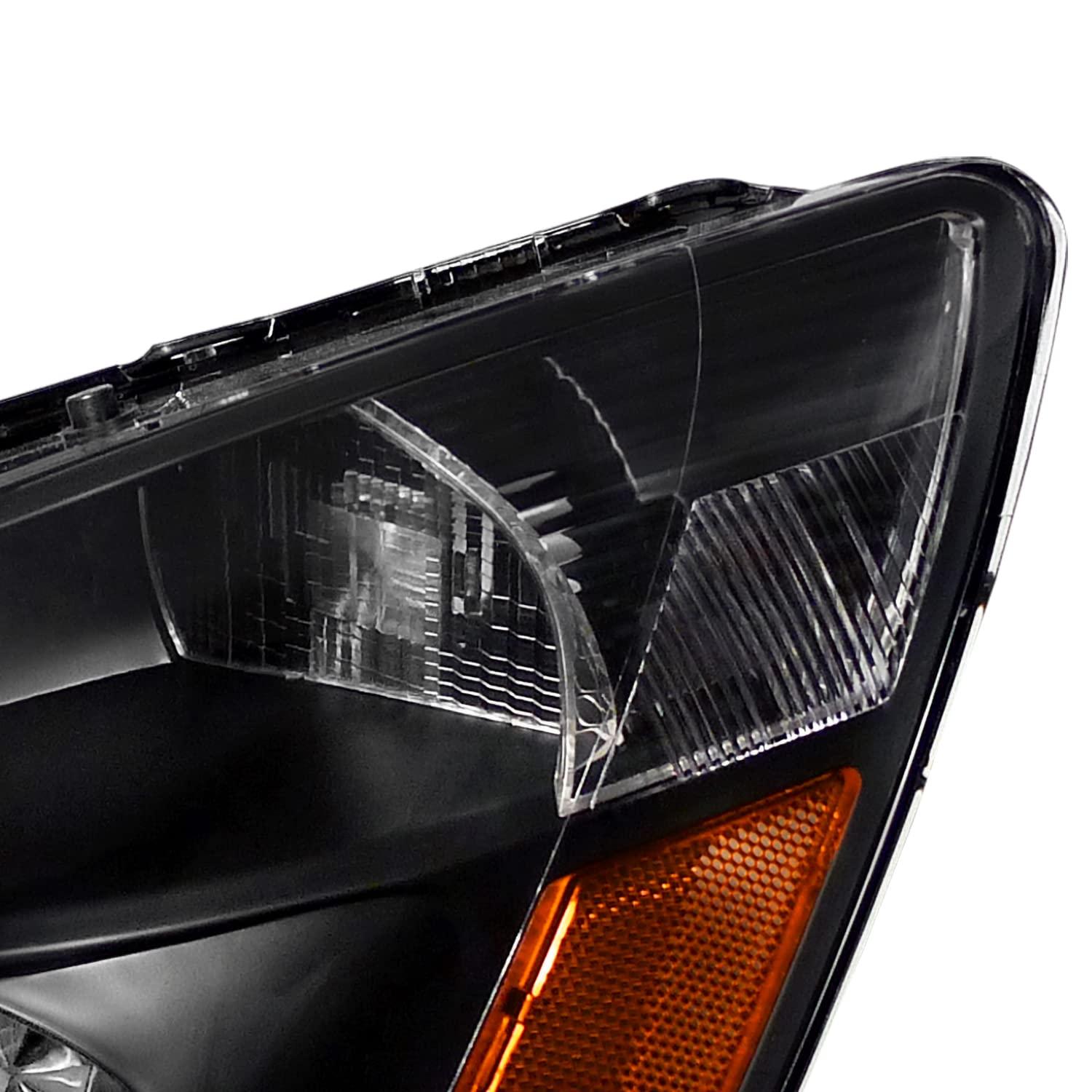 Spec-D Tuning Black Headlights Compatible with 2003-2007 Honda Accord LX EX L+R Pair Head Light Lamp Assembly