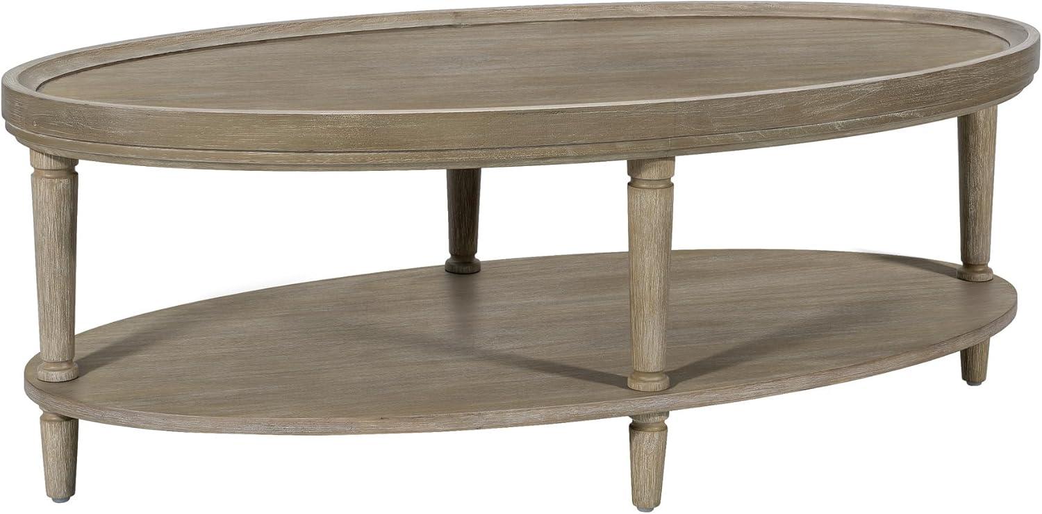 Ayanna Oval Reclaimed Greige Wood Coffee Table with Shelf