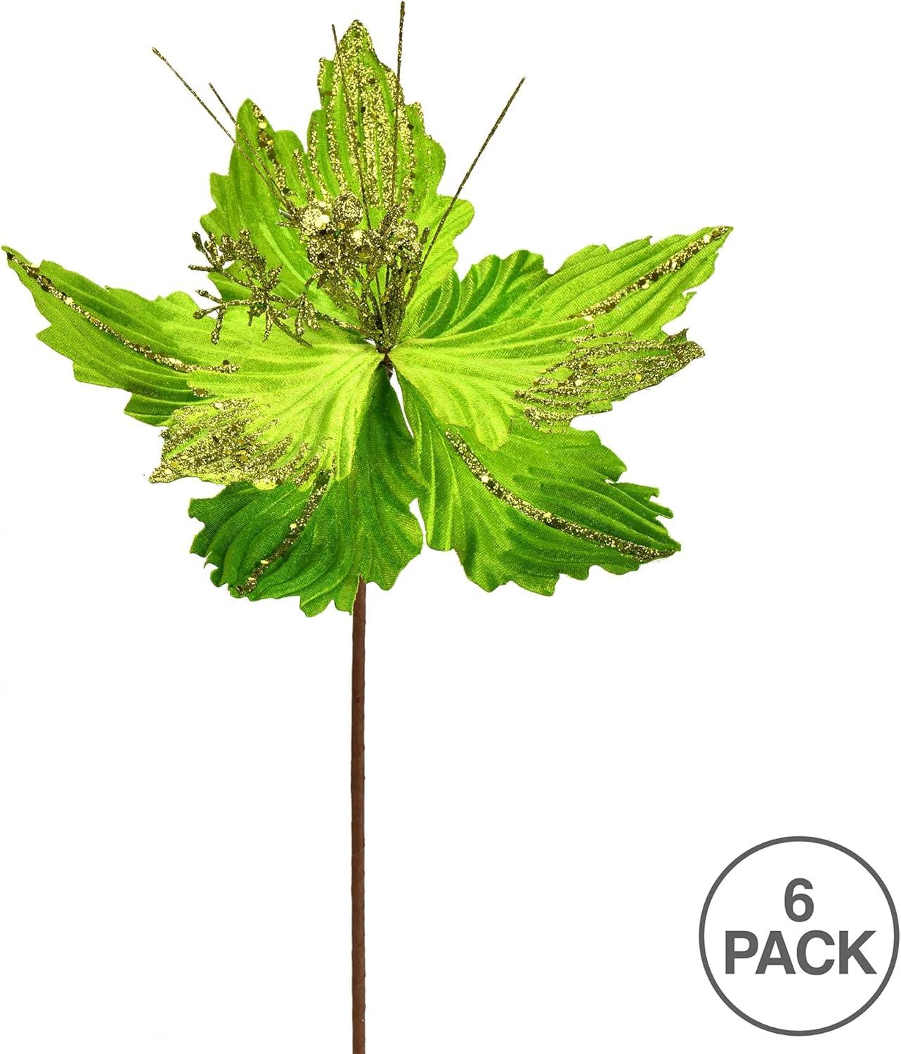 Vickerman 12" x 16" Lime Poinsettia Artificial Christmas Spray. Includes 6 sprays per pack.