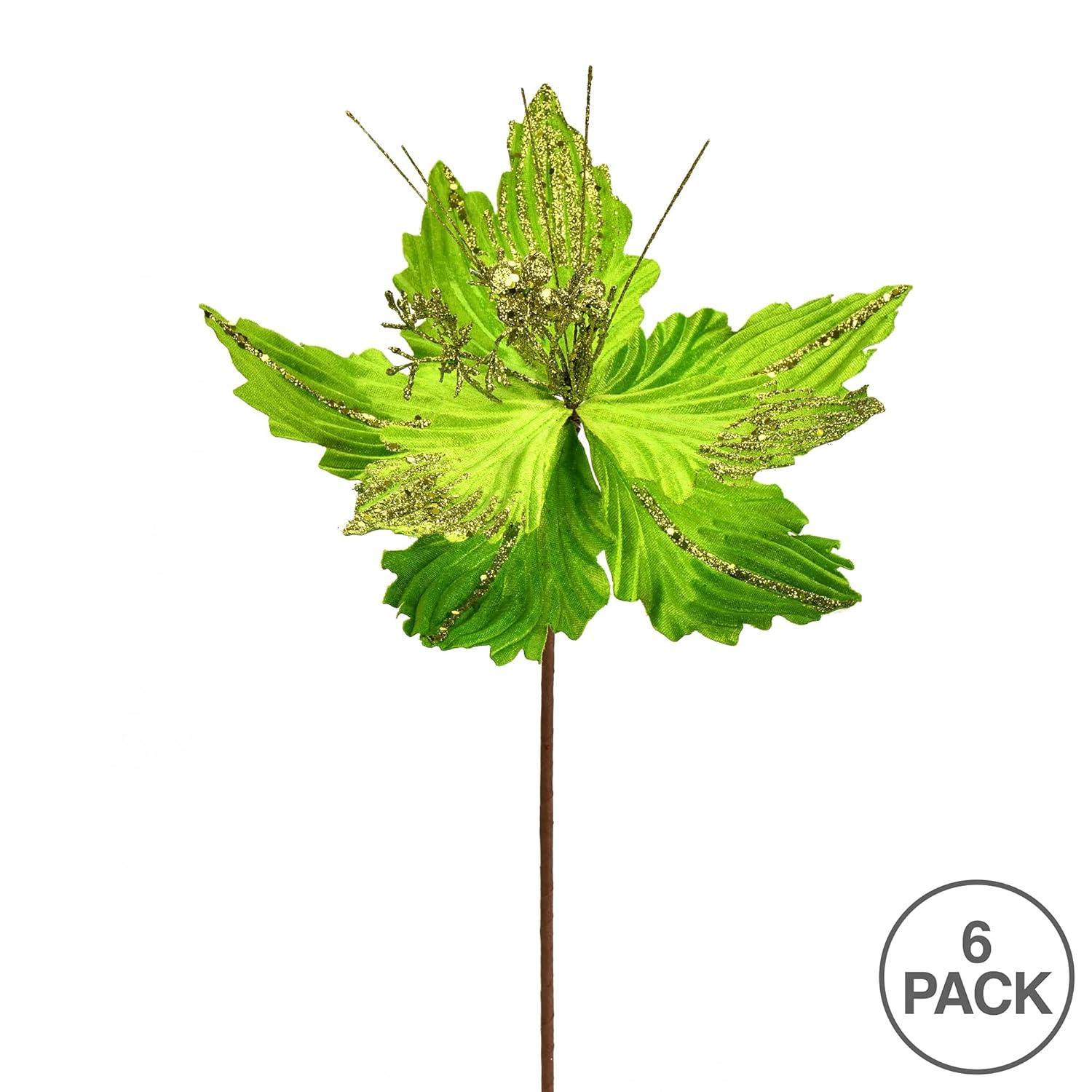 Vickerman 12" x 16" Lime Poinsettia Artificial Christmas Spray. Includes 6 sprays per pack.