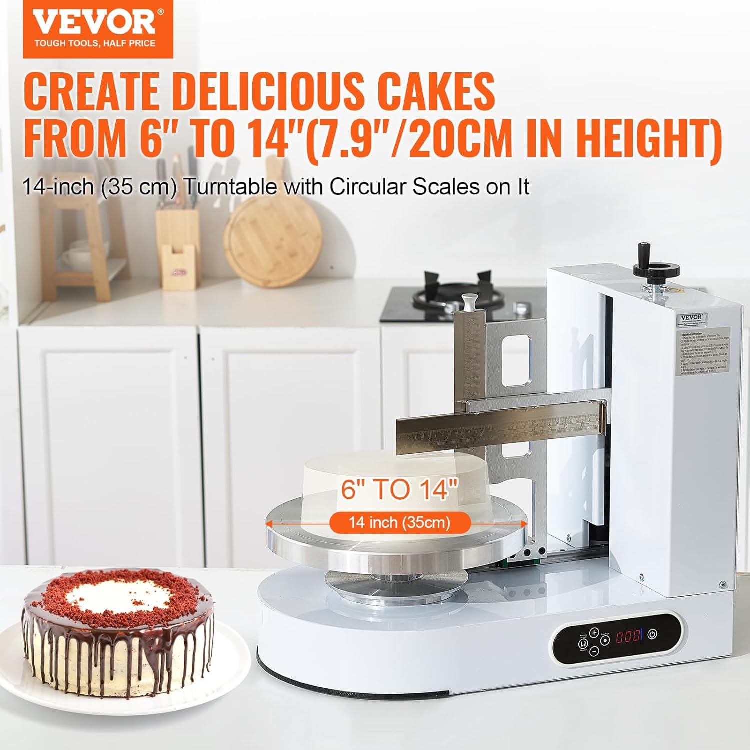 VEVOR Cake Decorating Machine, Cake Cream Spreading Coating Smearing Machine, Low Noise Cake Frosting Machine, Turntable with Adjustable Scraper