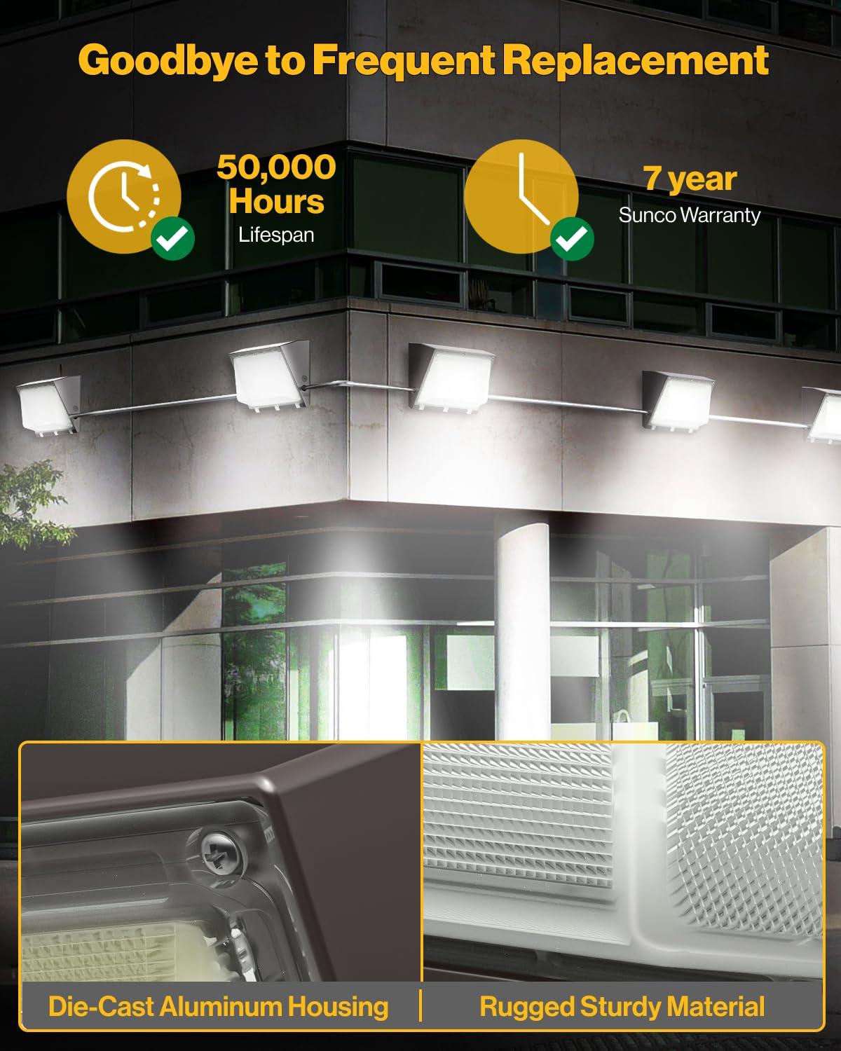 120W LED Wall Pack Light Fixture with Dusk to Dawn, 5000K Daylight Commercial Outdoor Lighting, 0-10V Dimmable 16800LM 600-800W HPS/HID Equiv., UL/DLC Waterproof LED Flood Security Light for Warehouse