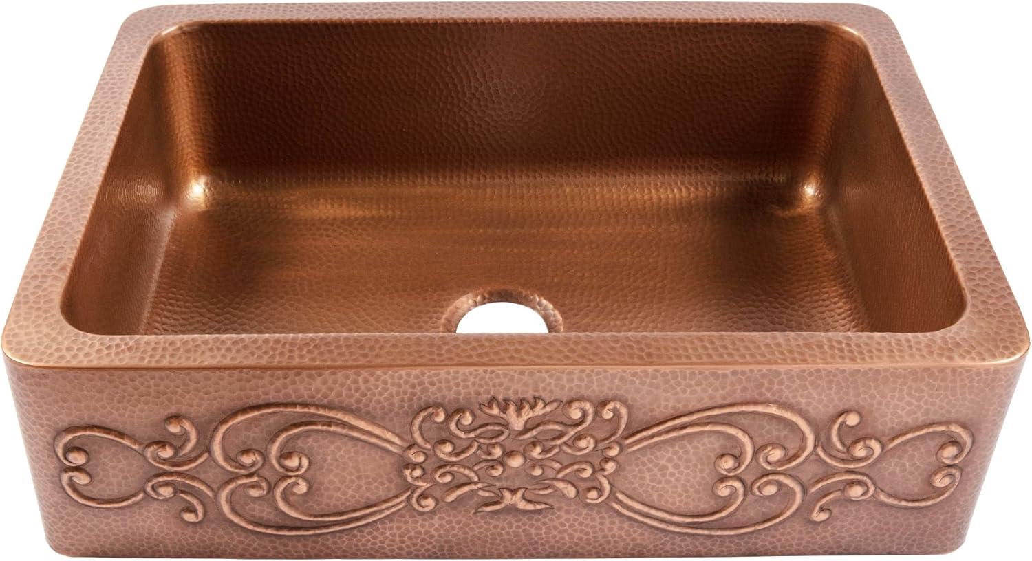 Ganku Copper 33" Single Bowl Farmhouse Apron Front Undermount Kitchen Sink