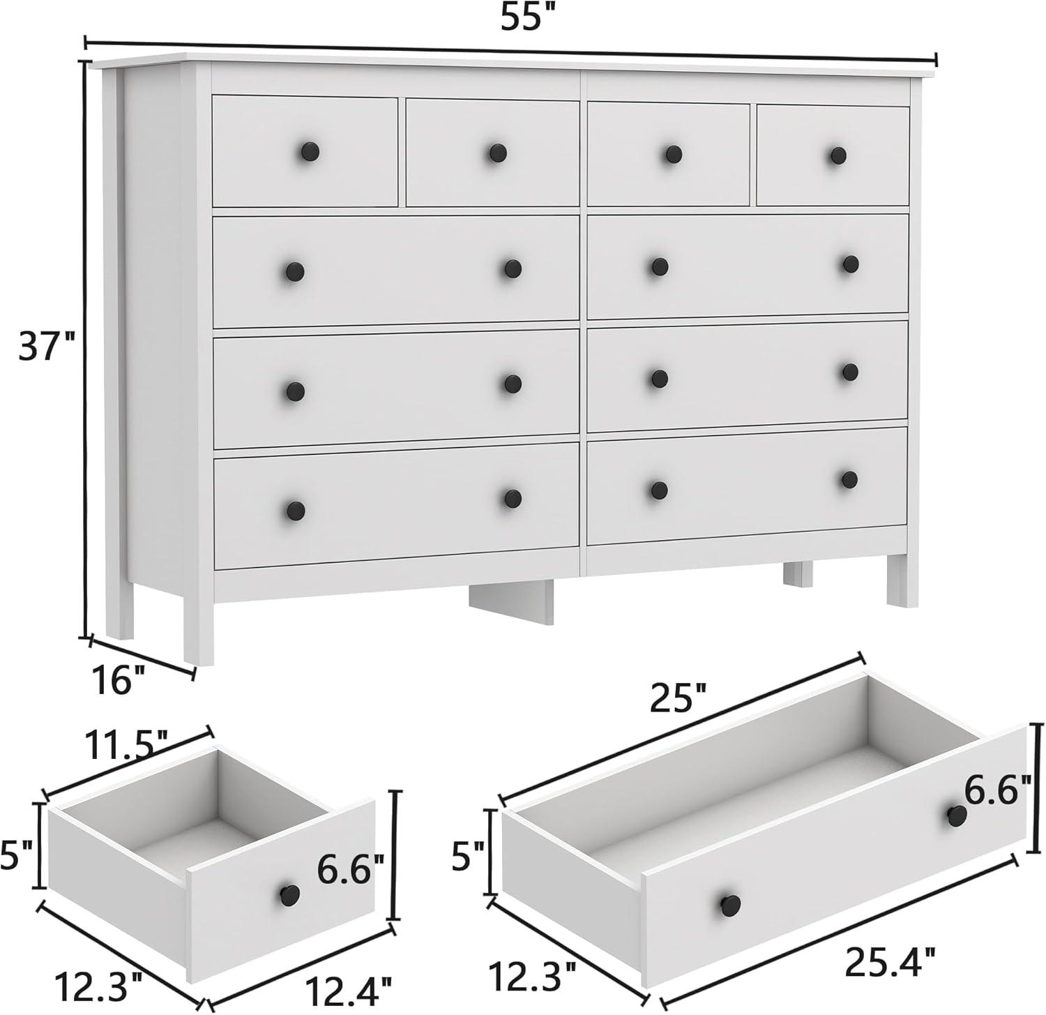 50" Modern White Dressers& Chests of Drawers, 8 Drawer Wide Dresser for Bedroom, Living Room