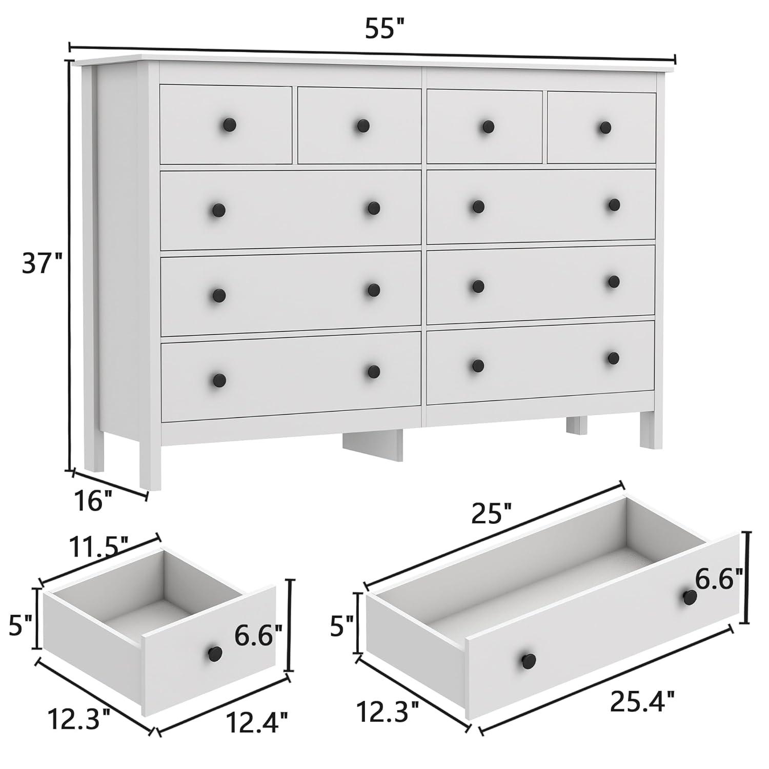 50" Modern White Dressers& Chests of Drawers, 8 Drawer Wide Dresser for Bedroom, Living Room