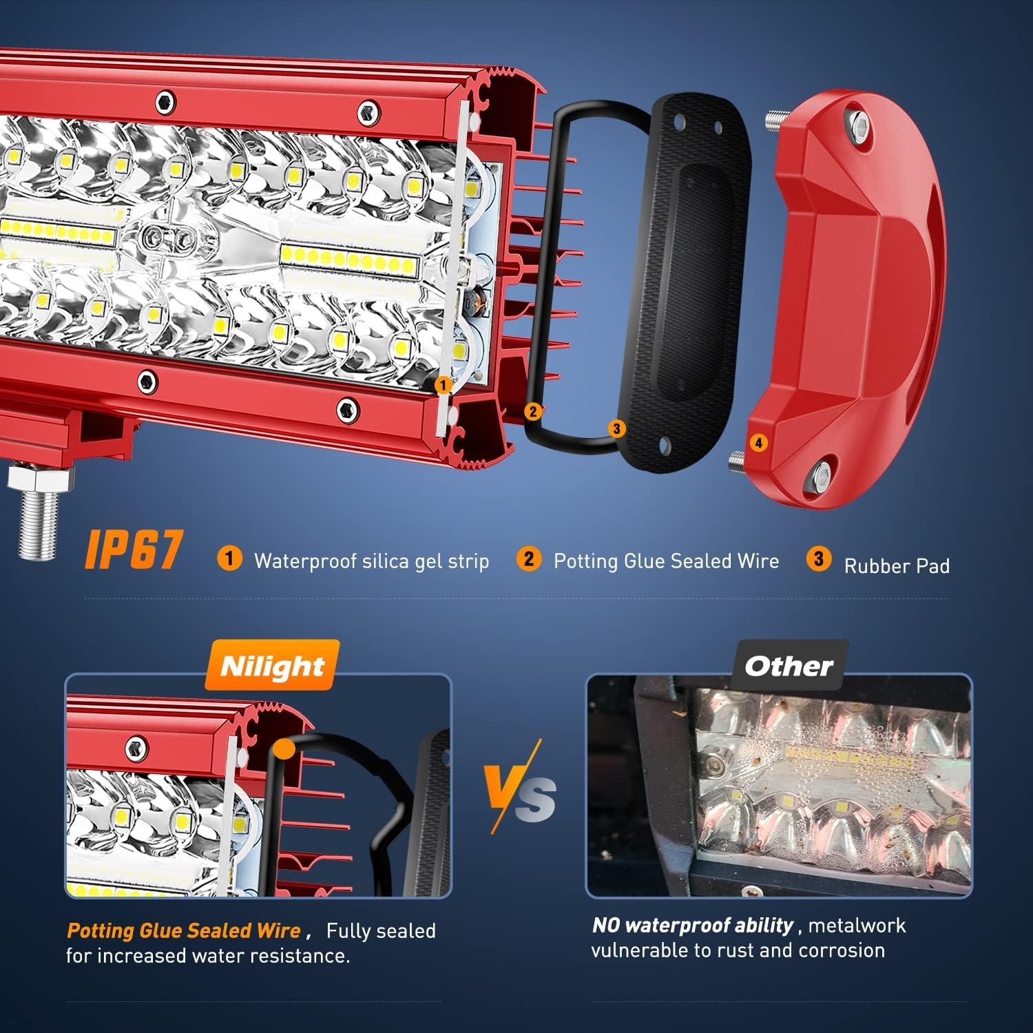 Nilight LED Light Bar 20Inch Triple Row Spot Flood Combo Lights with Wiring Harness Kit for Fog Light Driving Light Work Light on Off-Road Truck SUV ATV UTV, 2 Years Warranty