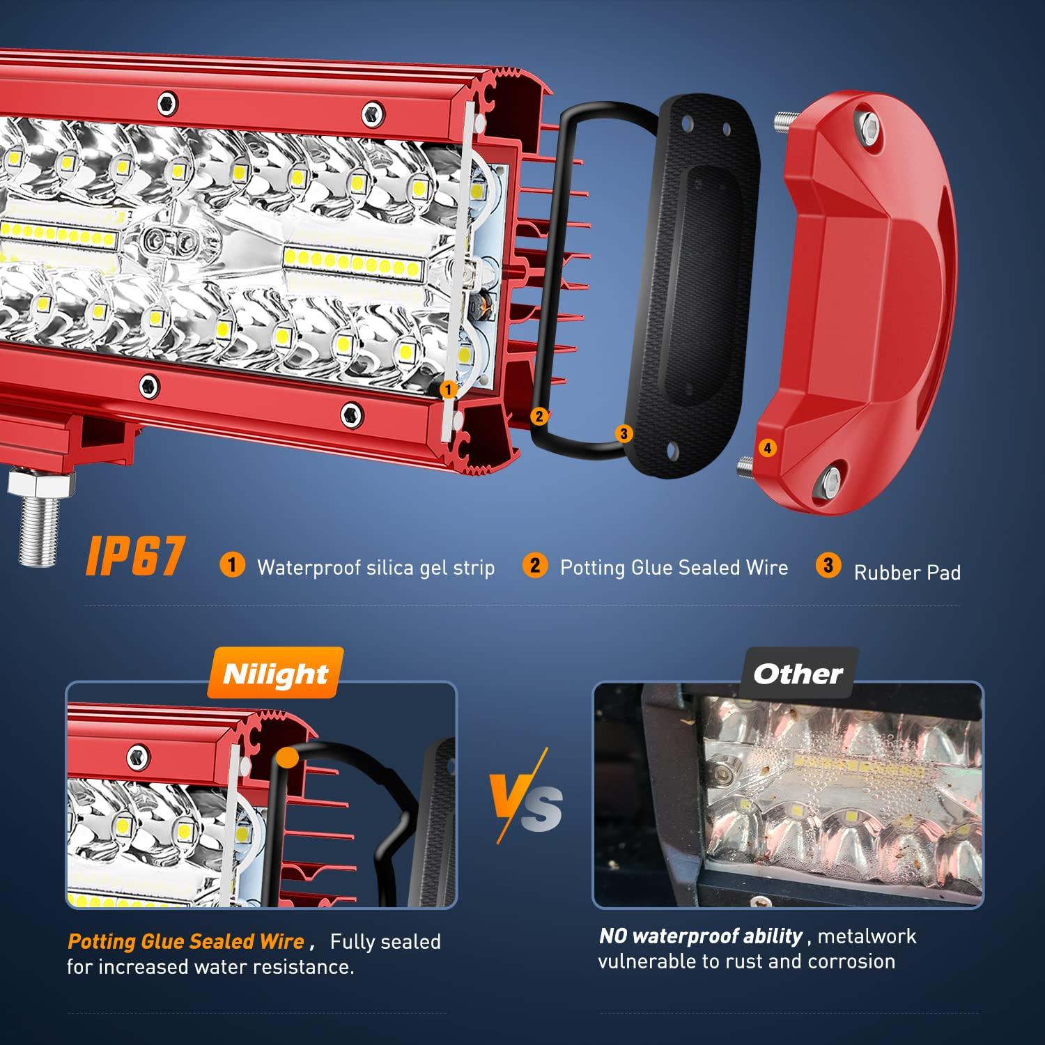 Nilight LED Light Bar 20Inch Triple Row Spot Flood Combo Lights with Wiring Harness Kit for Fog Light Driving Light Work Light on Off-Road Truck SUV ATV UTV, 2 Years Warranty