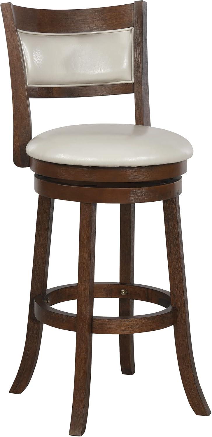 30" Swivel Stool in Cream Faux Leather with Dark Walnut Finish