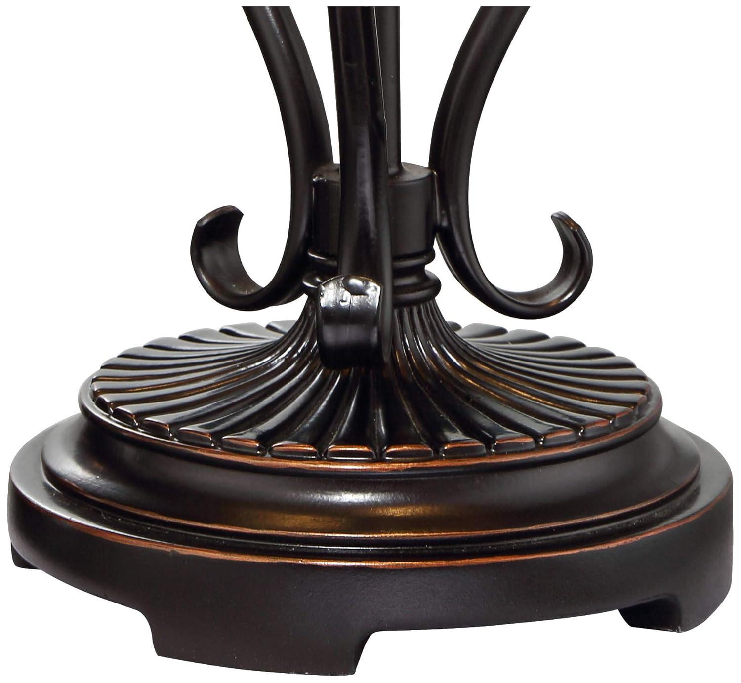 Franklin Iron Works Feuille Country Cottage Table Lamp 23 3/4" High Metal Openwork Leaf Mica Shade for Bedroom Living Room Bedside Nightstand Office