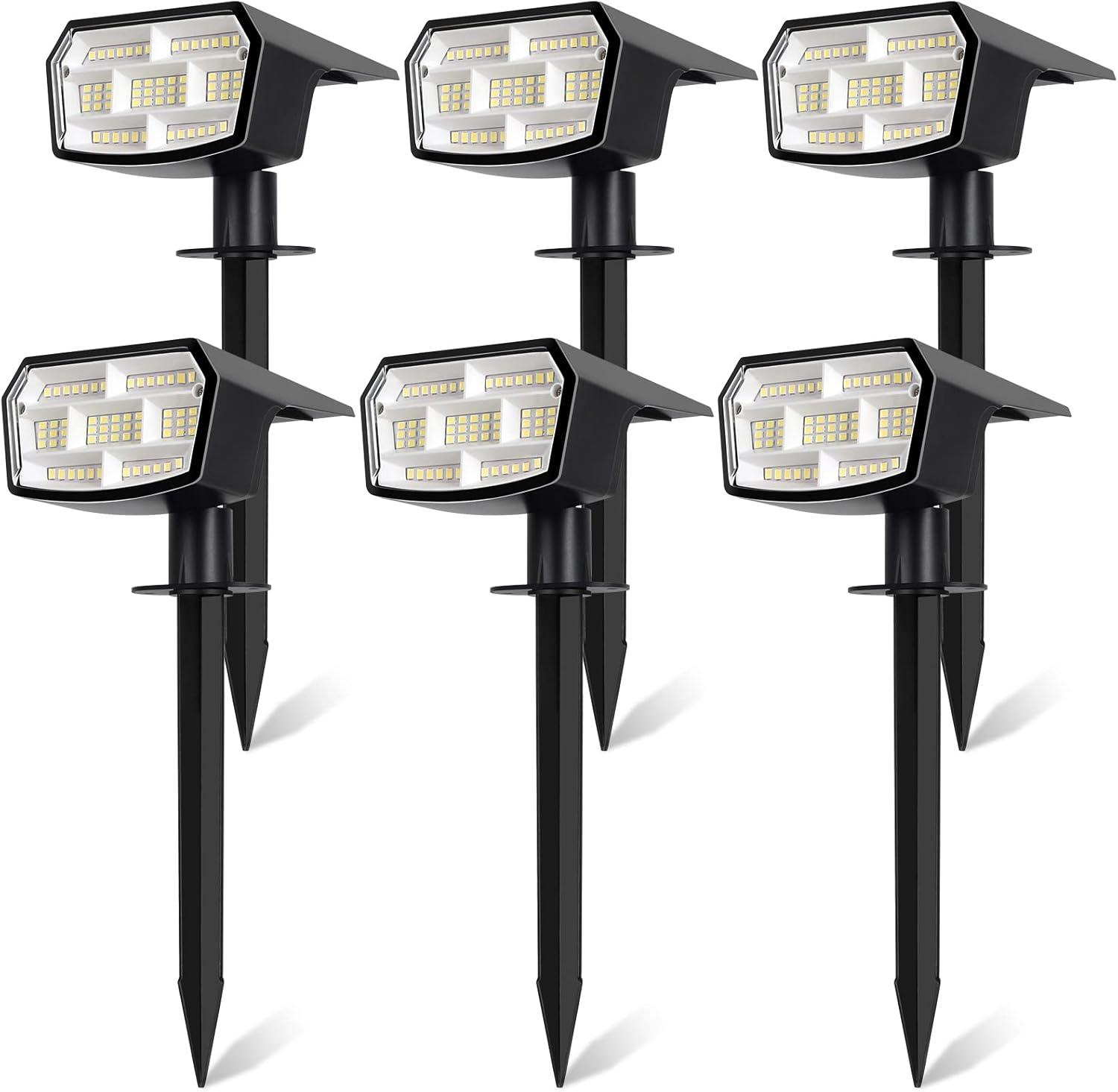 6-Pack Black Solar LED Spot Lights with 3 Modes