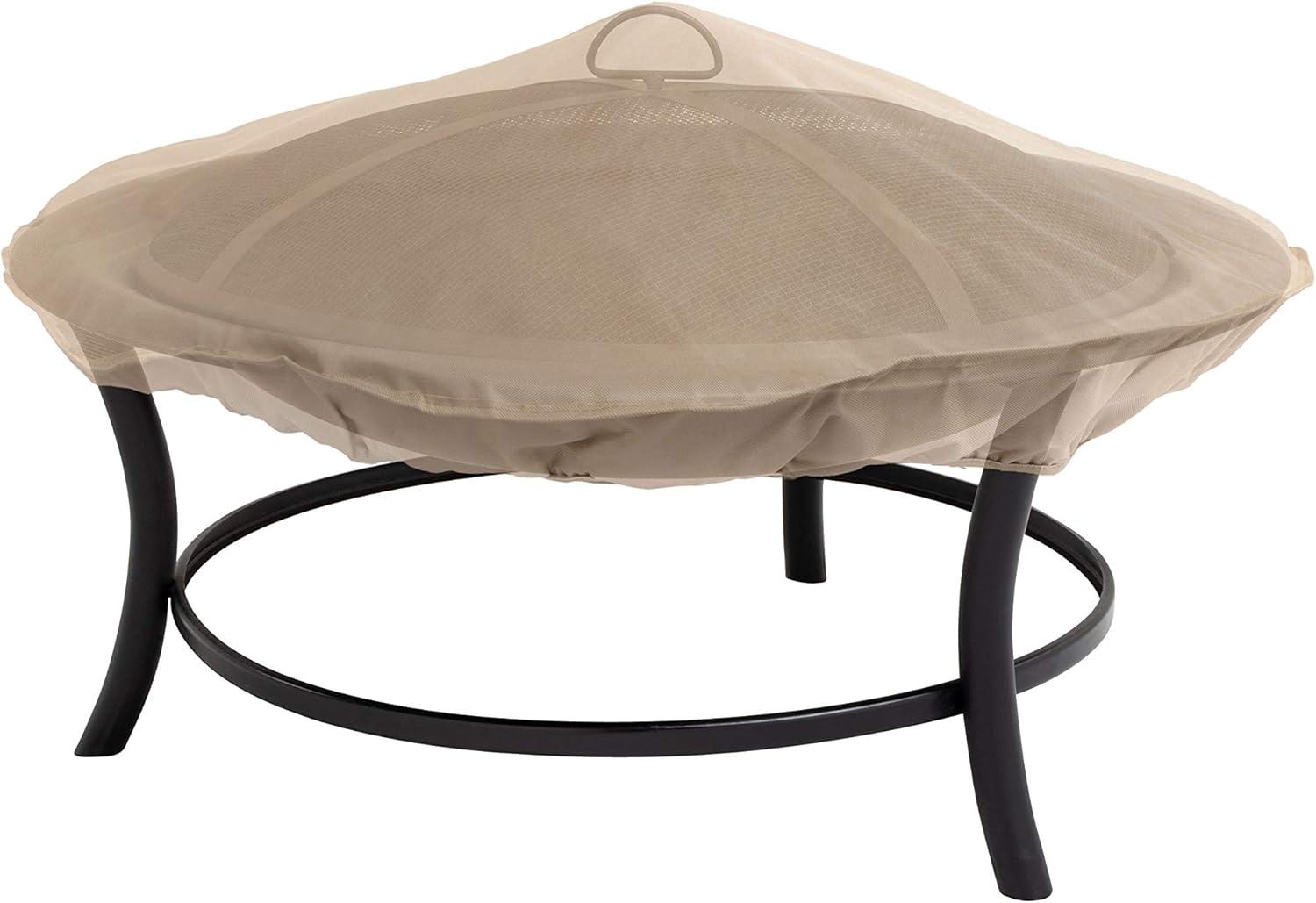 Beige Water-Resistant Outdoor Patio Fire Pit Cover