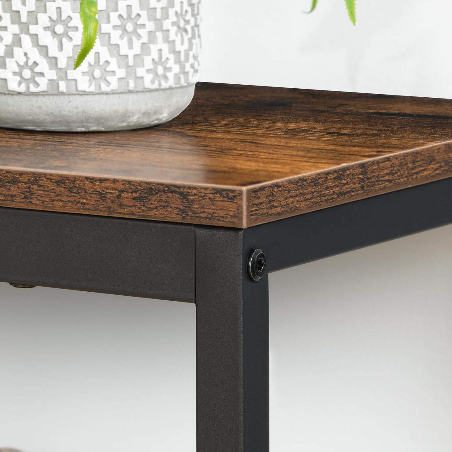 Shoe Bench, 3-Tier Shoe Rack, Industrial Shoe Organizer Storage Bench, 29.5 inches Entry Bench with Mesh Shelves, for Entryway, Living Room, Hallway, Easy Assembly, Rustic Brown BF75HX01