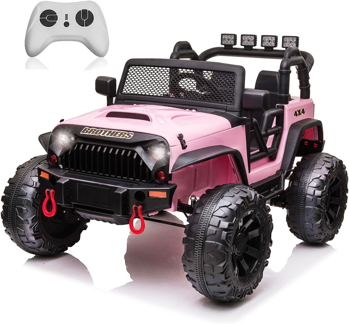 Ancheer 24V 2 Seater Ride On Car Jeep For Big Kids, Ride On Toys UTV With Parent Remote, LED Lights, Spring Suspension, Bluetooth, Music, USB, MP3