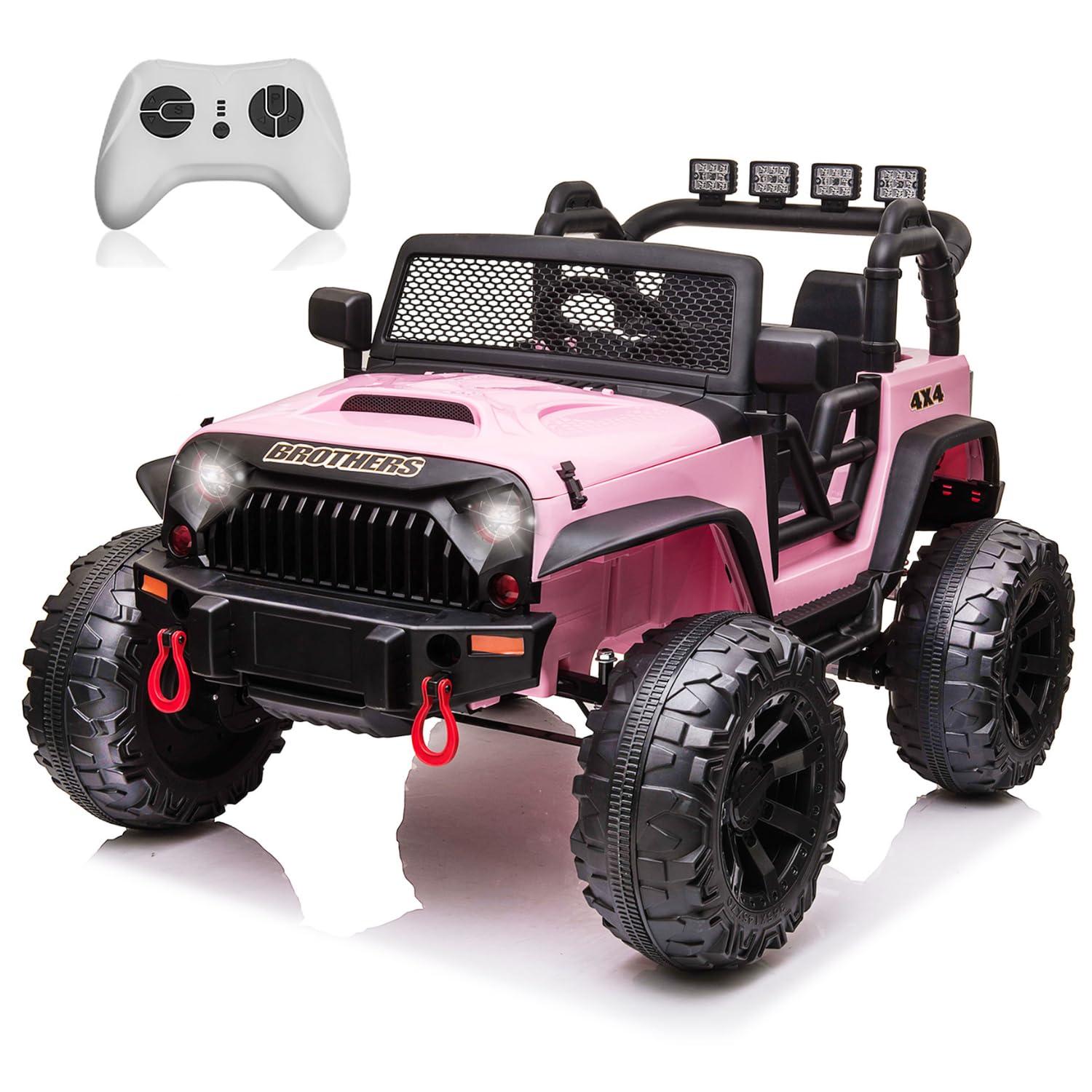 Ancheer 24V 2 Seater Ride On Car Jeep For Big Kids, Ride On Toys UTV With Parent Remote, LED Lights, Spring Suspension, Bluetooth, Music, USB, MP3