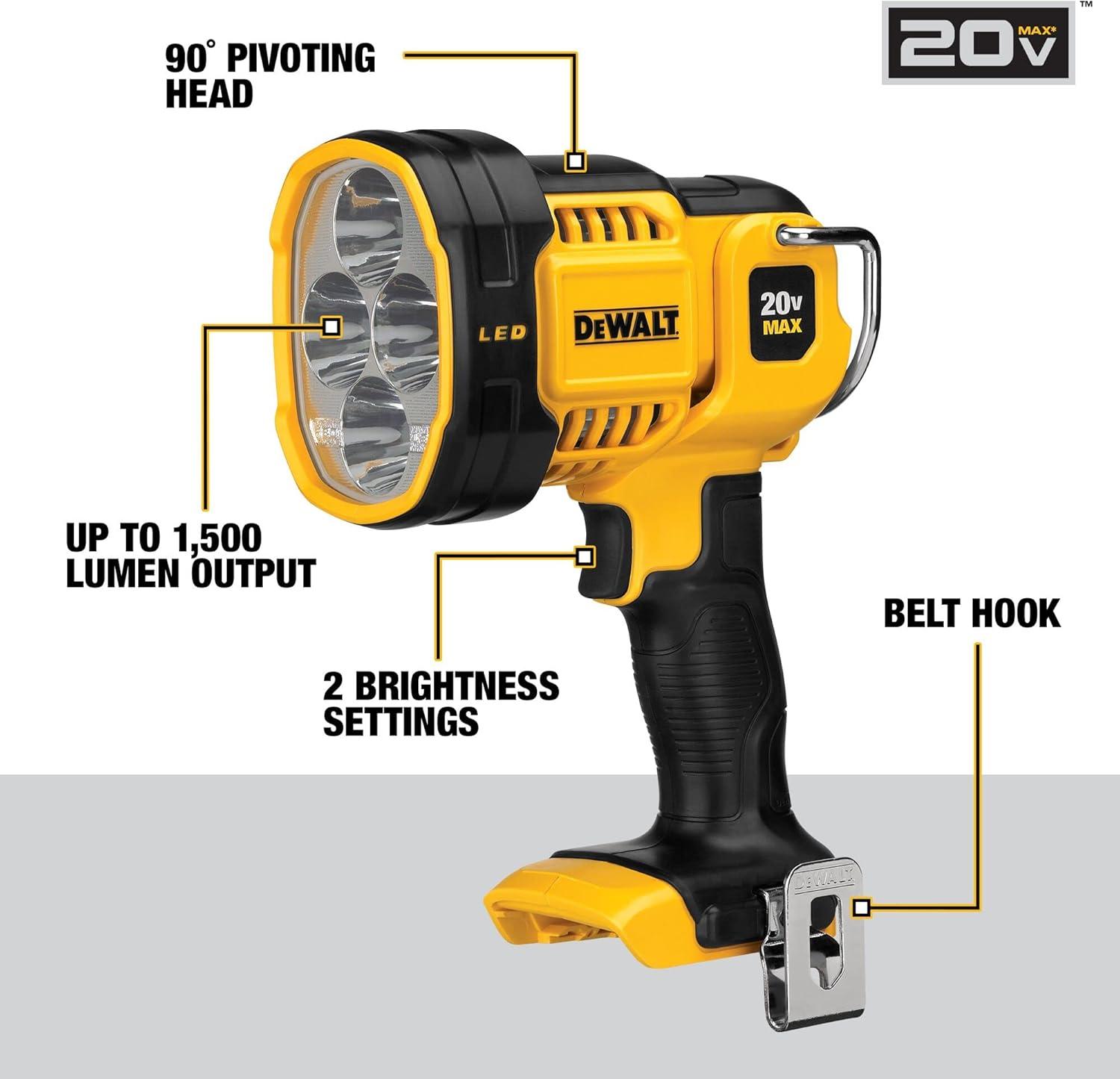 Cordless Yellow/Black LED Jobsite Spotlight with Pivoting Head