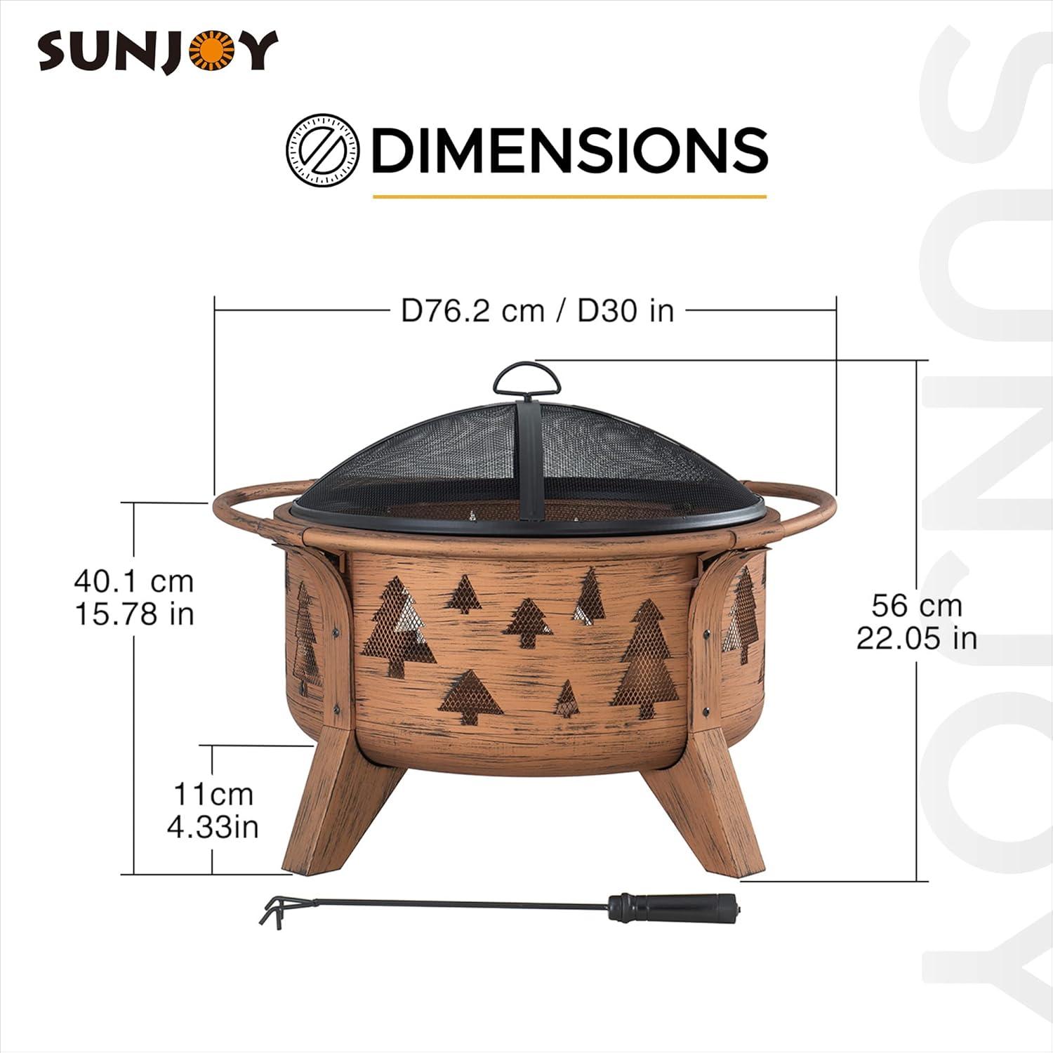 Bronze 30" Tree Motif Wood-Burning Fire Pit with Spark Screen