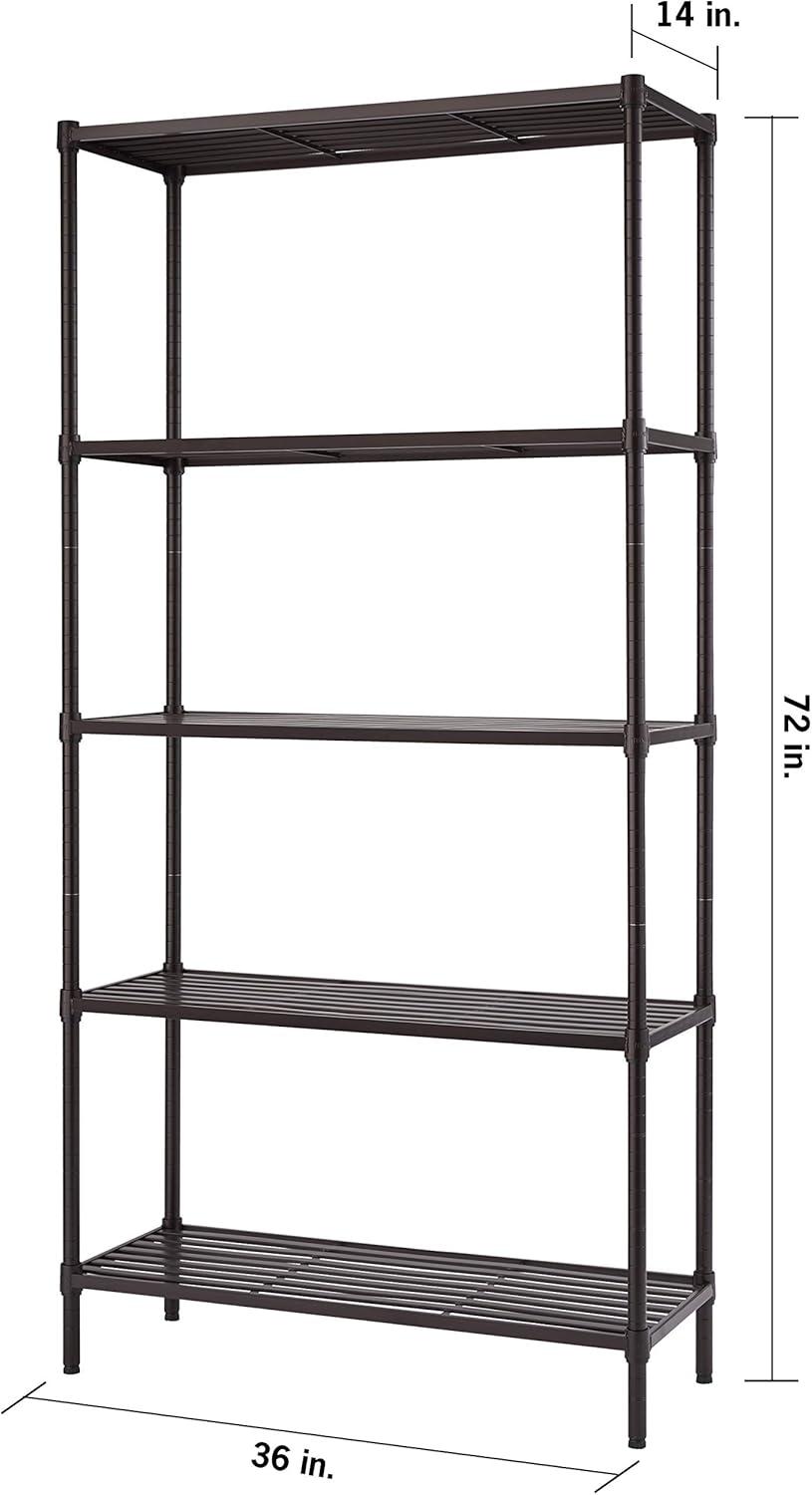 36" W x 14" D x 72" H 5 Tier Slat Shelving