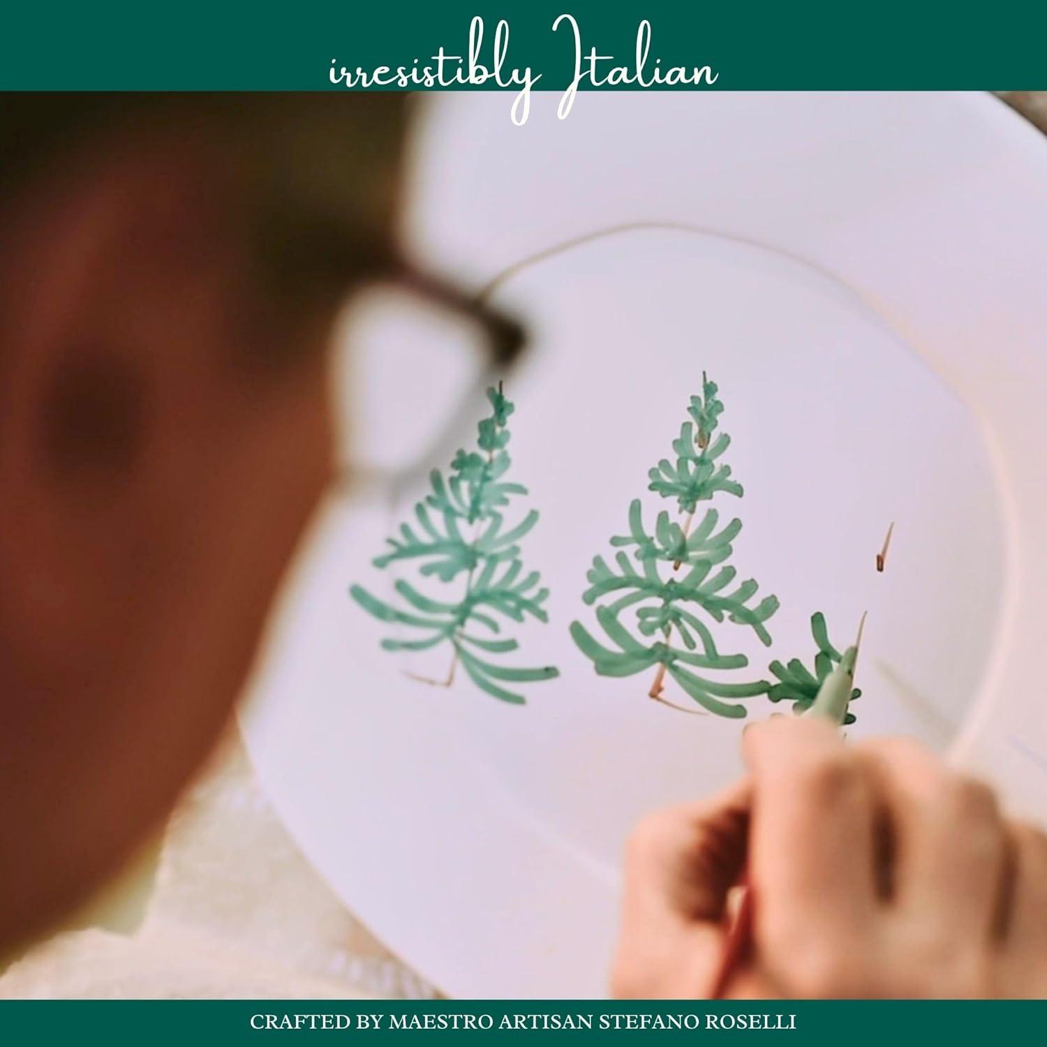 Handpainted White and Green Porcelain Christmas Tree Ornament